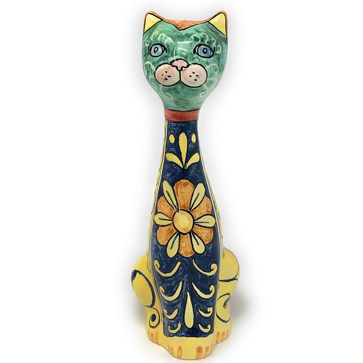 CERAMICHE D'ARTE PARRINI - Ceramic Cat Figurine Italian Art Pottery Design Deruta Made in ITALY Tuscan