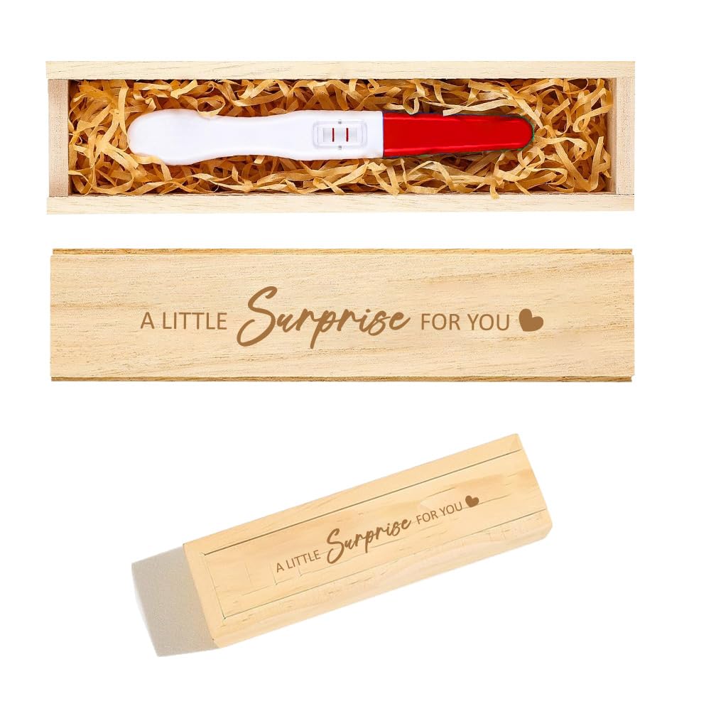 FREEBLOSS Pregnancy Annoucement Pregnancy Test Keepsake Box Baby Reveal to Husband Baby Reveal for Husband, "A Little Surprise" Style