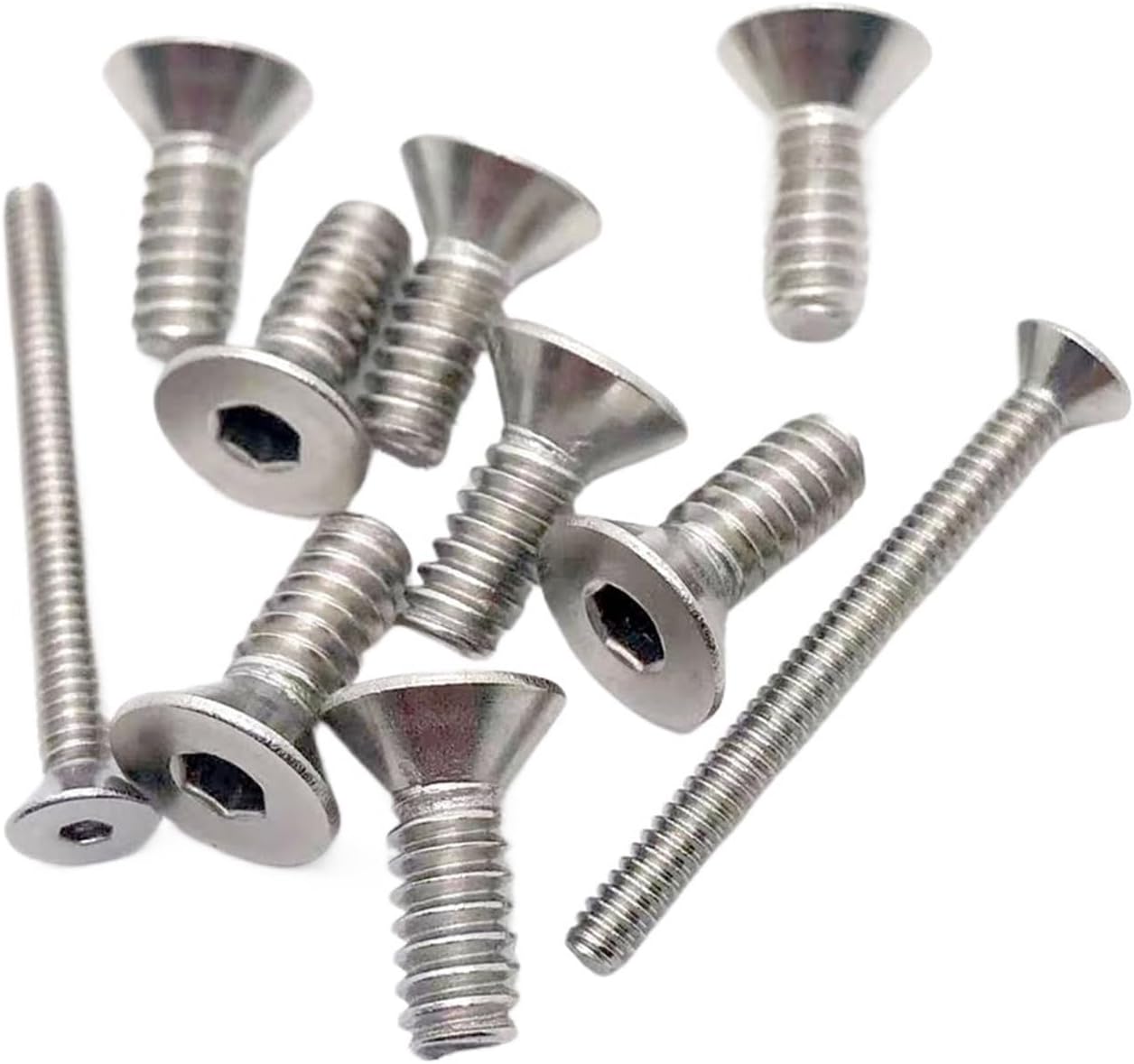 UNC 2#-56 4#-40 6#-32 8#-32 10#-24 10#-32 UNF US Thread 304 Stainless Steel Hex Hexagon Socket Flat Countersunk Head Bolt Screw(2",10pcs UNC 8-32)
