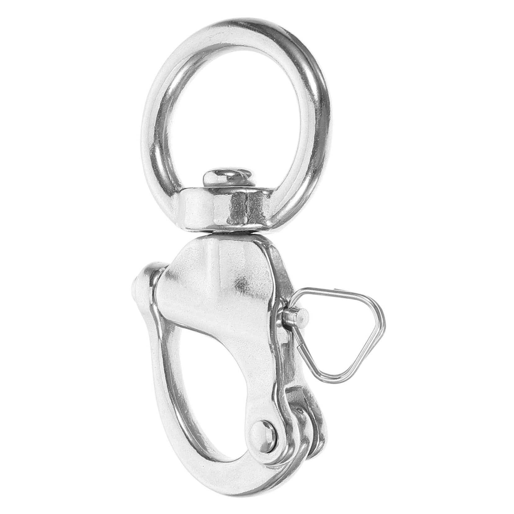 Mikikit 2pcs Spring Shackle Swivel Carabiner Ding Quick Release Clip Diving Lanyard Stainless Steel Buckle