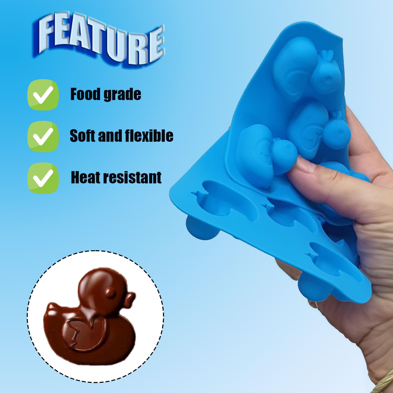 3 SET OF Funny Shaped Silicone Mold For Chocolate, Ice Cube Tray Party and Favors SAMZAREULO (DUCK)