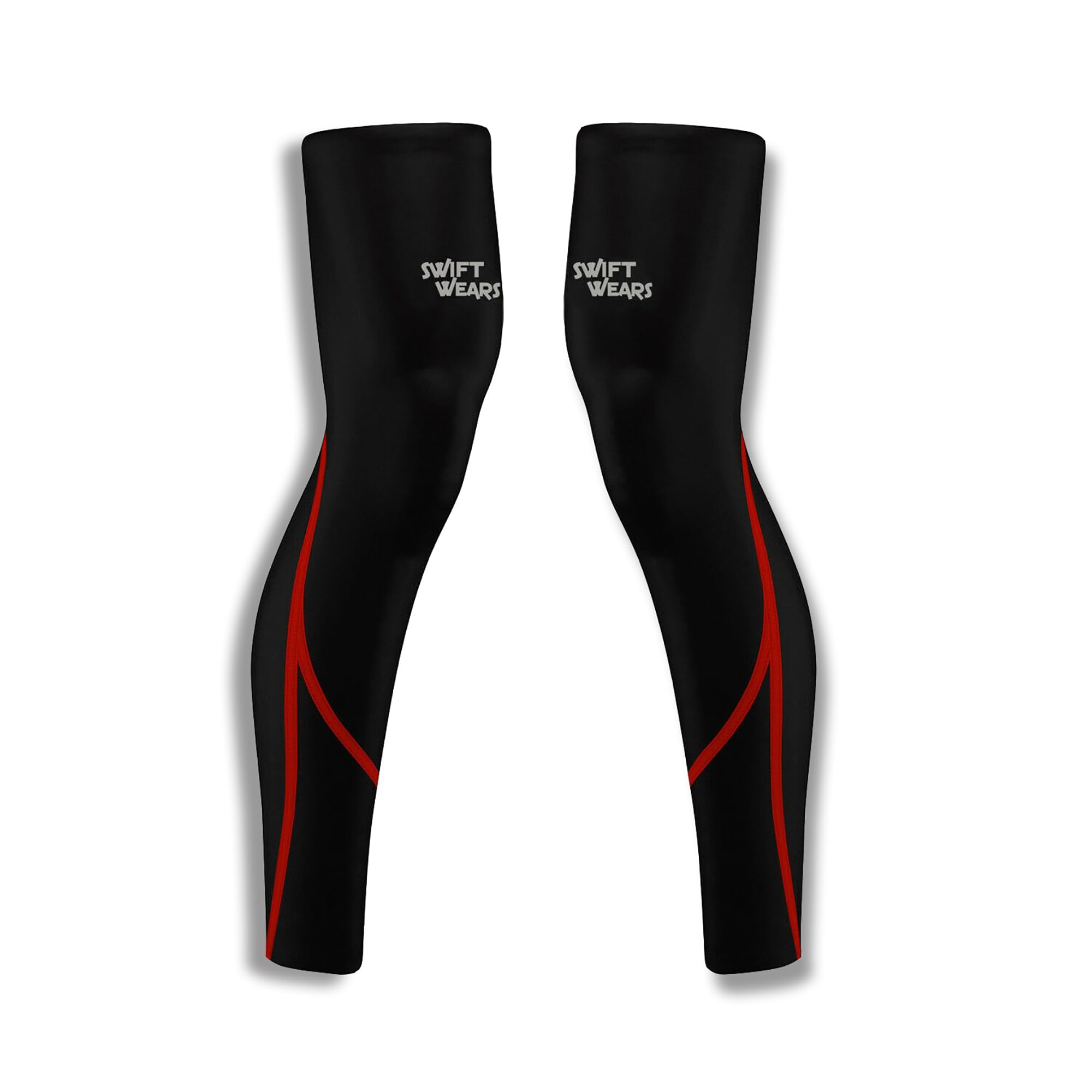 Swift Wear Cycling Leg Warmers for Men & Women Winter Running Thermal Cycle Knee Warmer (Black/Red, L)