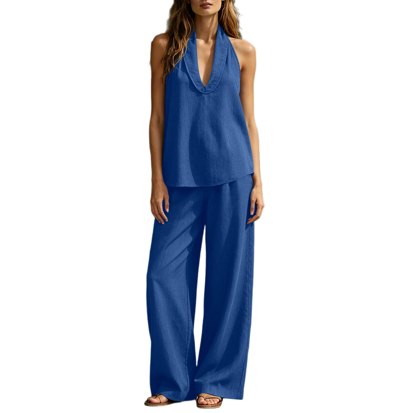 Survêtement d'été respirant coupe ample et pantalon large effet denim - 6