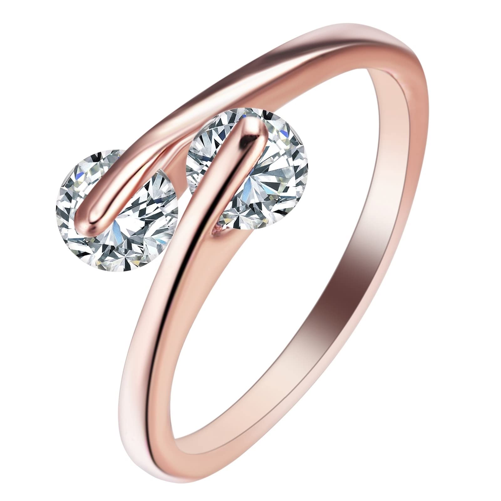 Personalisierter Verlobungsring, Damen-Ehering, plattiert, runde Form mit weißem Zirkonia, Damen-Ringgrößenbox
