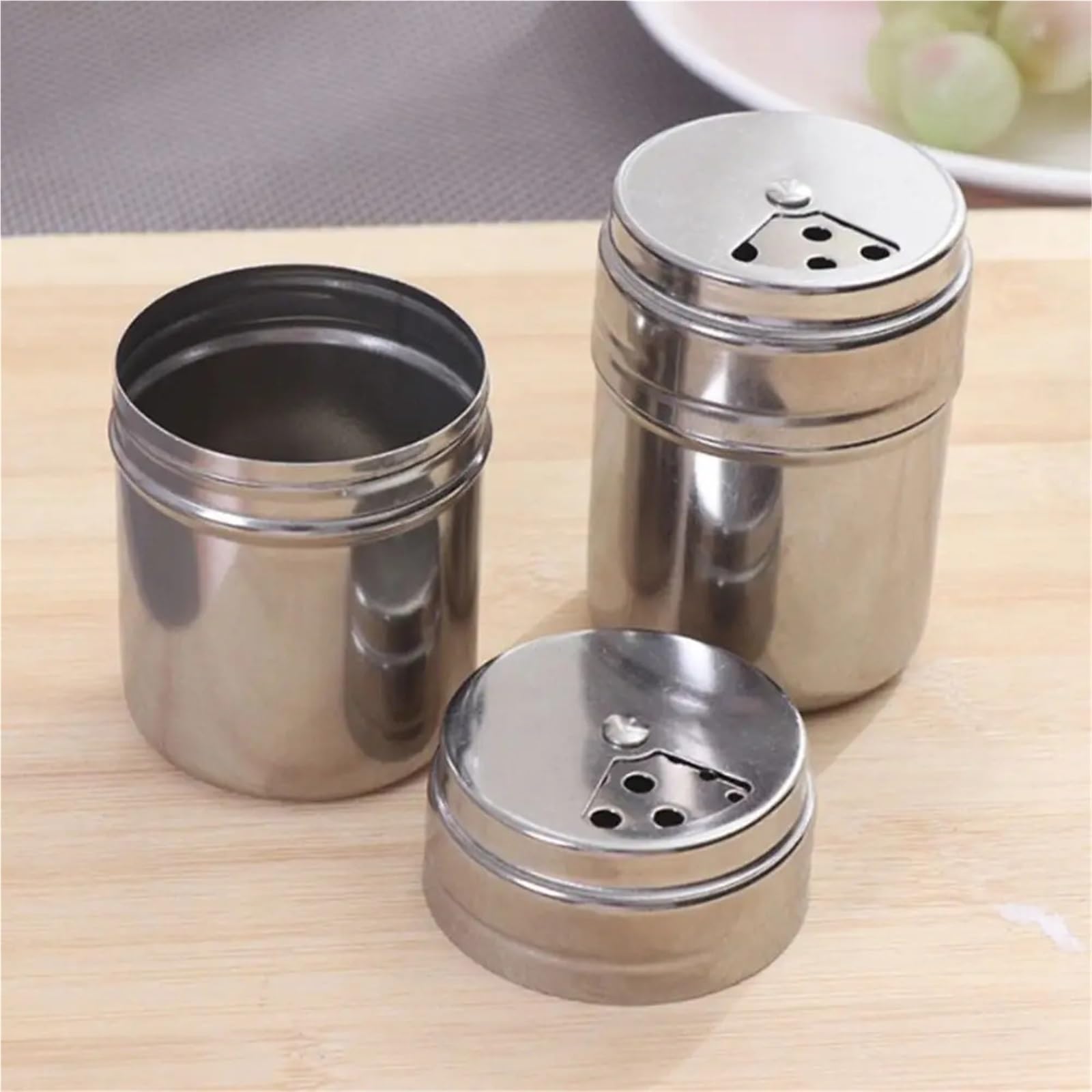 Botella de tarro condimento acero inoxidable multiusos 3 piezas Para Casa | Tapa giratoria for especias, pimentero, tarro de especias, utensilios de cocina(M-Multi-purpose)