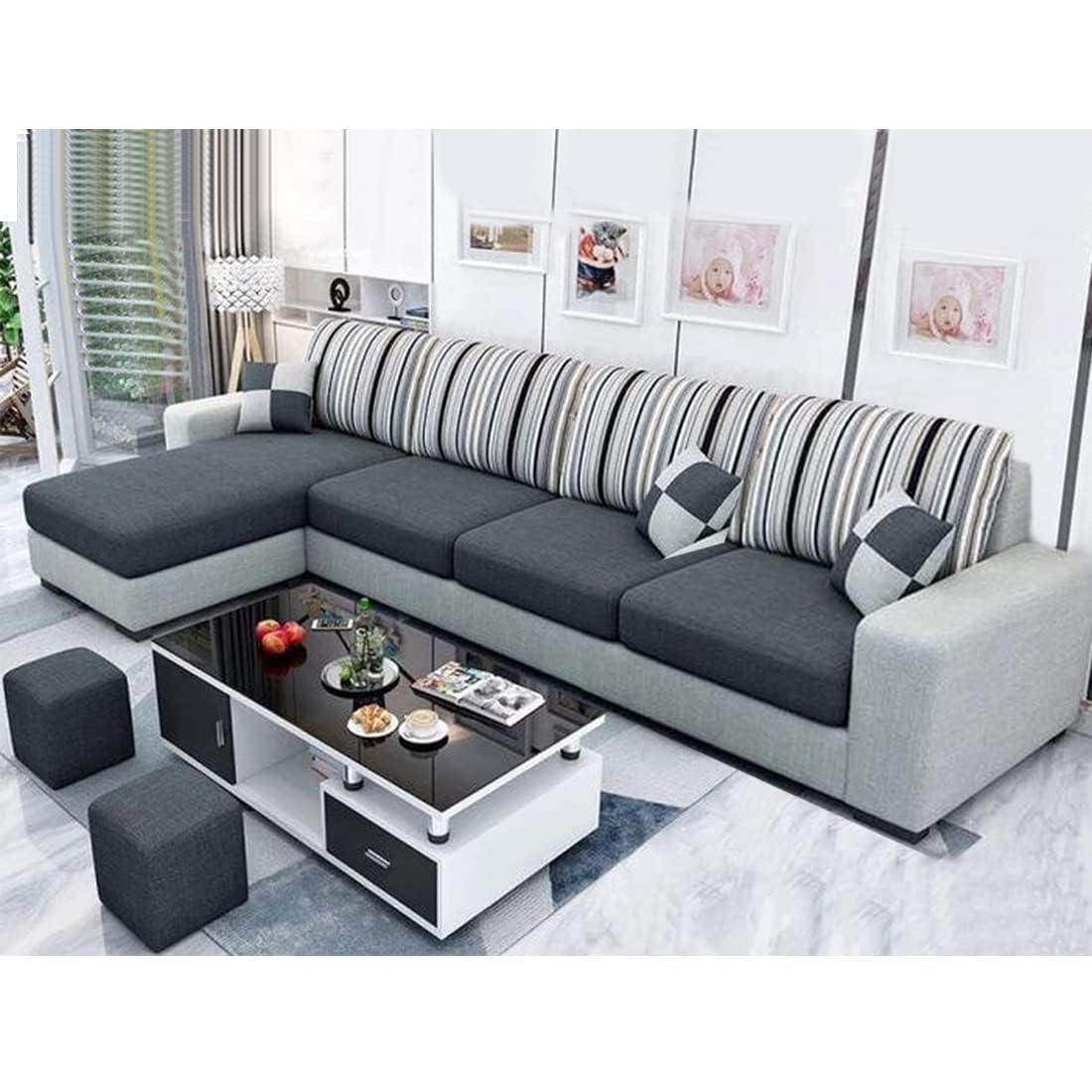 See full amazon price history chart for FURNY -Lunoy 5 Seater Fabric LHS L Shape Sofa Set with 2 Puffy (Dark Grey-Light Grey) FURNY -Lunoy 5 Seater Fabric LHS L Shape Sofa Set with 2 Puffy (Dark Grey-Light Grey) (B0CPC45MZY) Amazon Price History, Amazon Price Tracker