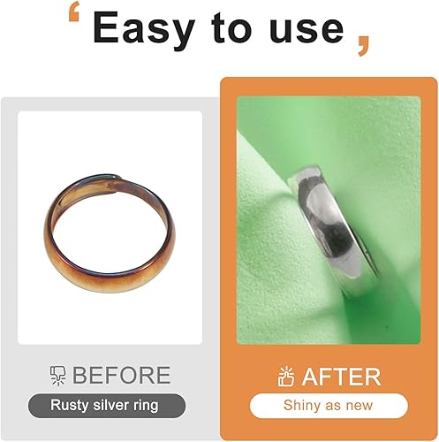 Miniatura 5 de CATIFLIN 100 paños de limpieza de joyas, paño de pulido de plata envuelto individualmente, pequeño paño de pulido de joyas para plata de ley, oro,