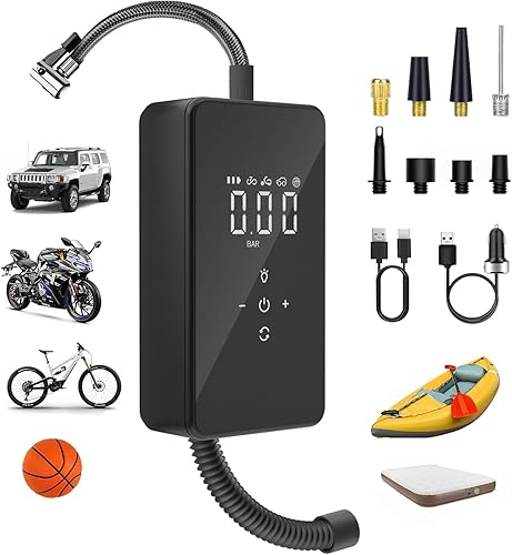 Compresor de aire portátil para inflado de neumáticos, bomba de aire de 150 PSI para neumáticos de automóvil inalámbrico y infladoextracción de aire
