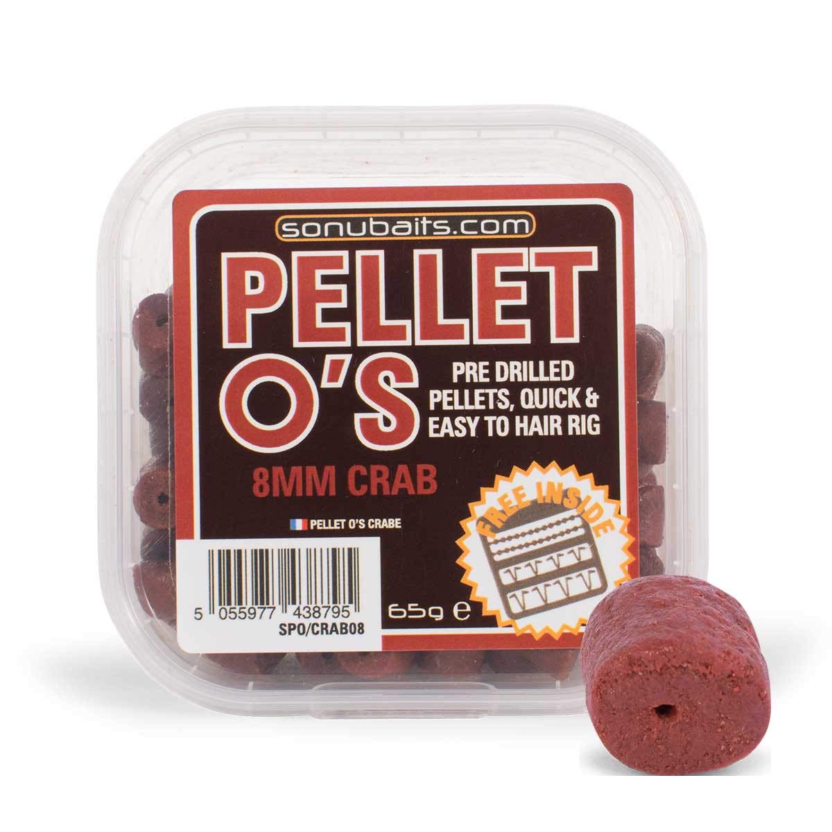 Sonubaits Pellet O's predrilled pellet 14mm crab 120g tub c/o Reelfishing