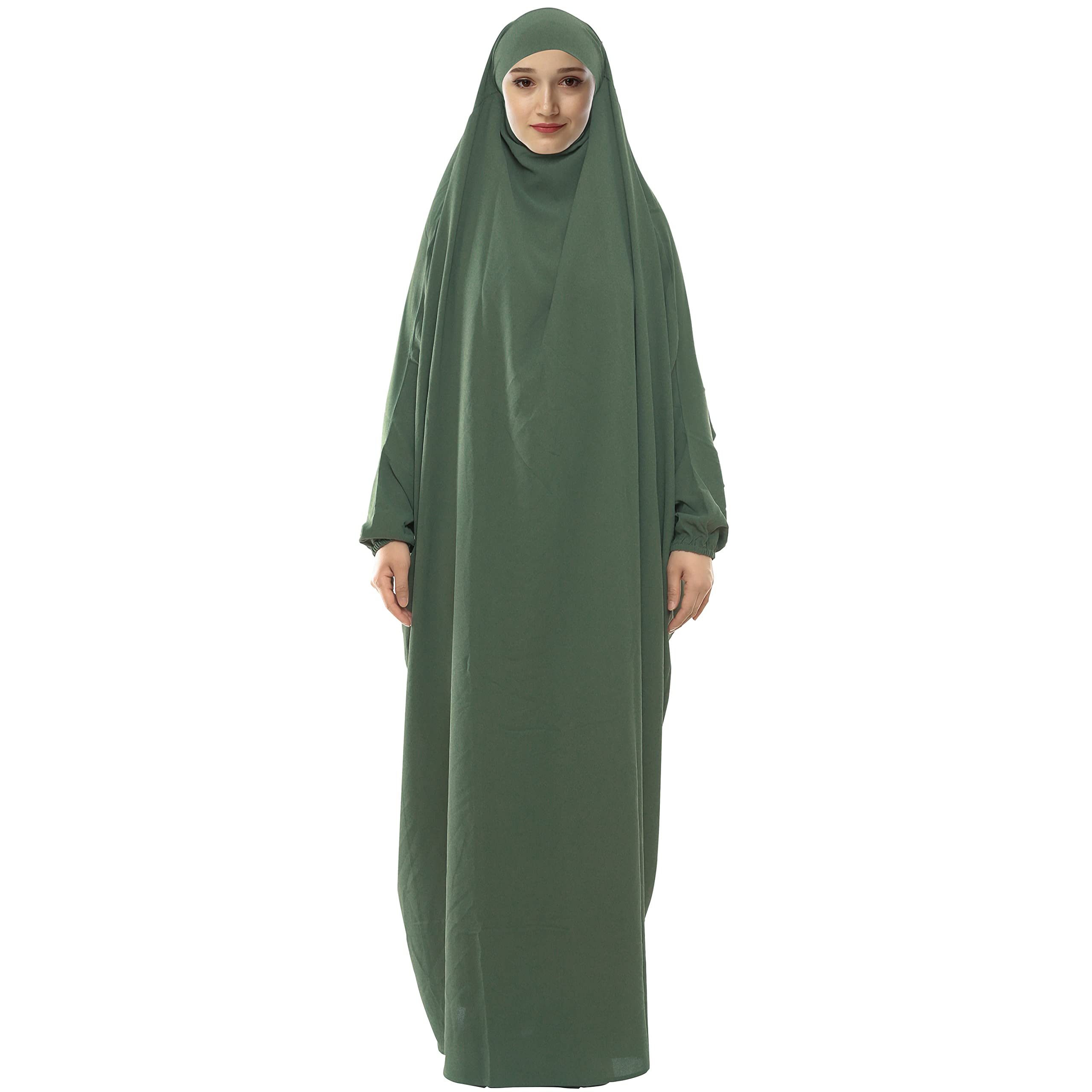 LenmipotWomen Prayer Dress Islamic Jilbab Eid Formal Gown 1 Piece Saudi Loose Covered Dress