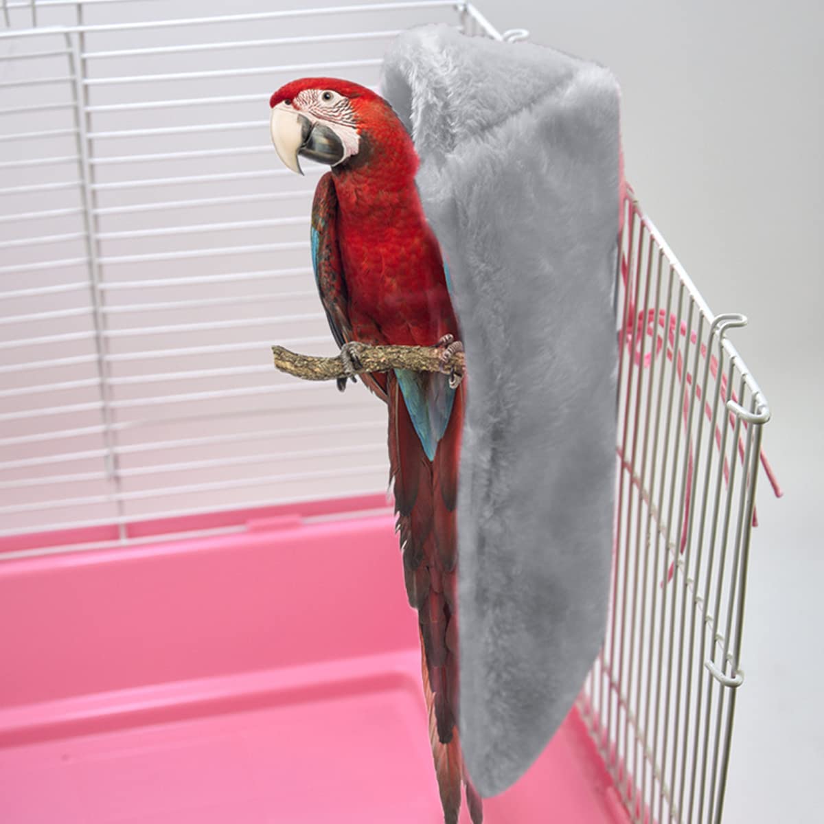 Comfort Corner Fleece Bird Blanket,1PC Winter Warm Parrot Cage Snuggle Hut,Cage Bird Nest Parrot Bed for Parakeet Cockatiel Parrots Cockatiels (M, Grey) — view 5
