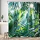 LB Duschvorhang 240x200 Antischimmel Duschvorhang Dschungel Pflanzen Duschvorhang Grün Blätter Tropisch Wald Wasserdicht Waschbar Stoff Überlänge Überbreite Duschvorhang für Badewanne mit 16 Haken