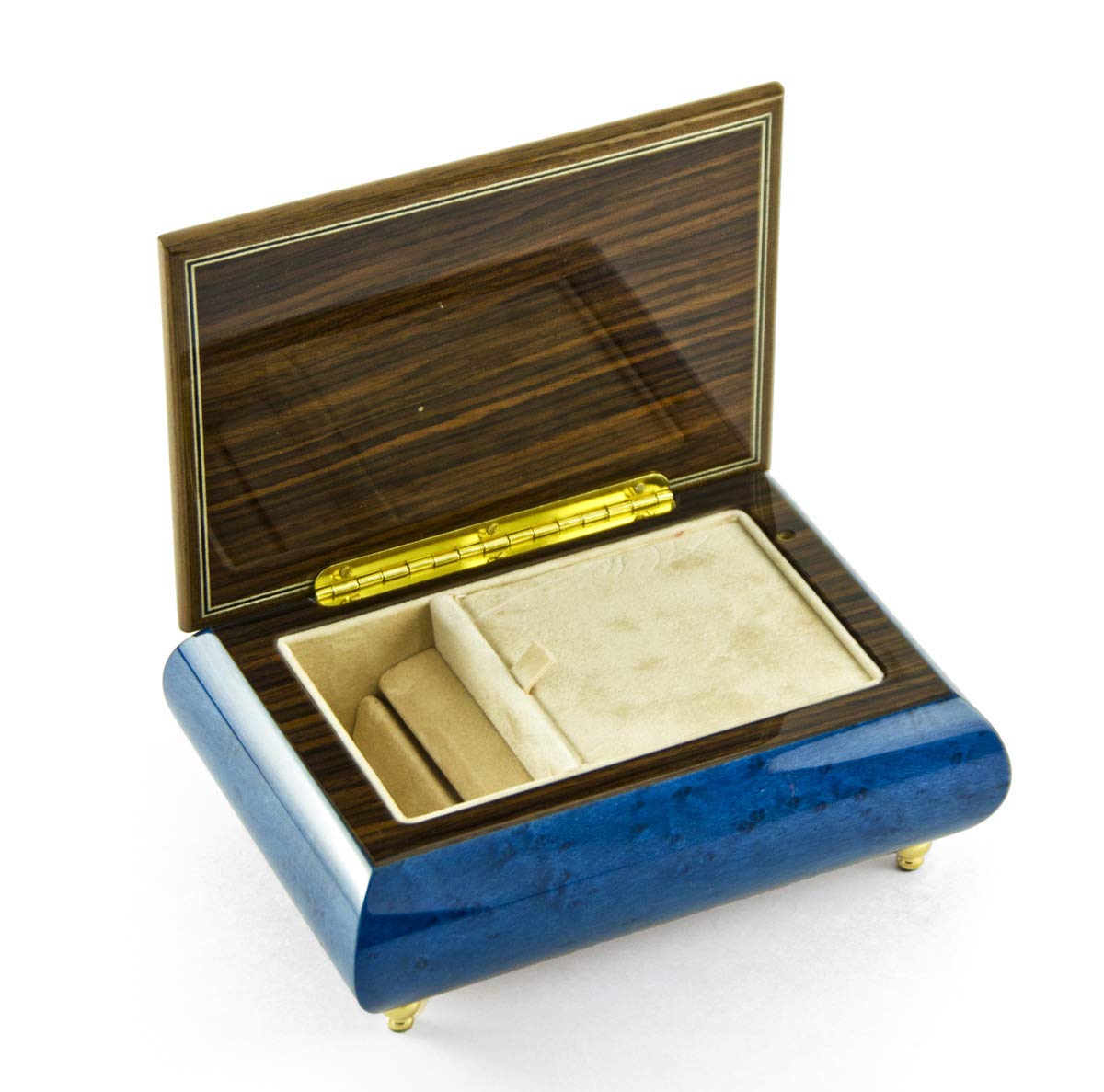 メルストオルゴール Amazon.co.jp: 素晴らしいダークブルーフローラルテーマの木製象嵌