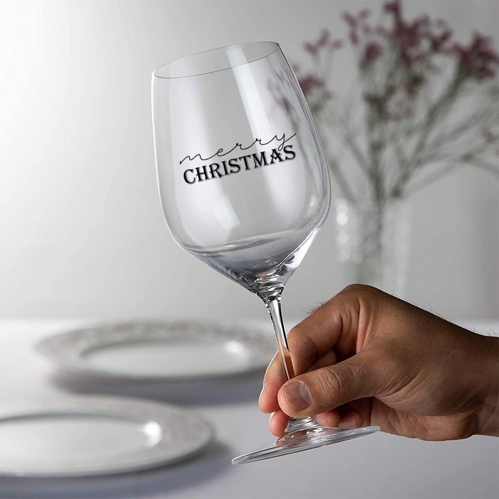 Juego de 2 copas de vino tinto de Feliz Navidad, 17 onzas, regalo perfecto para el día de San Valentín, aniversario, cumpleaños