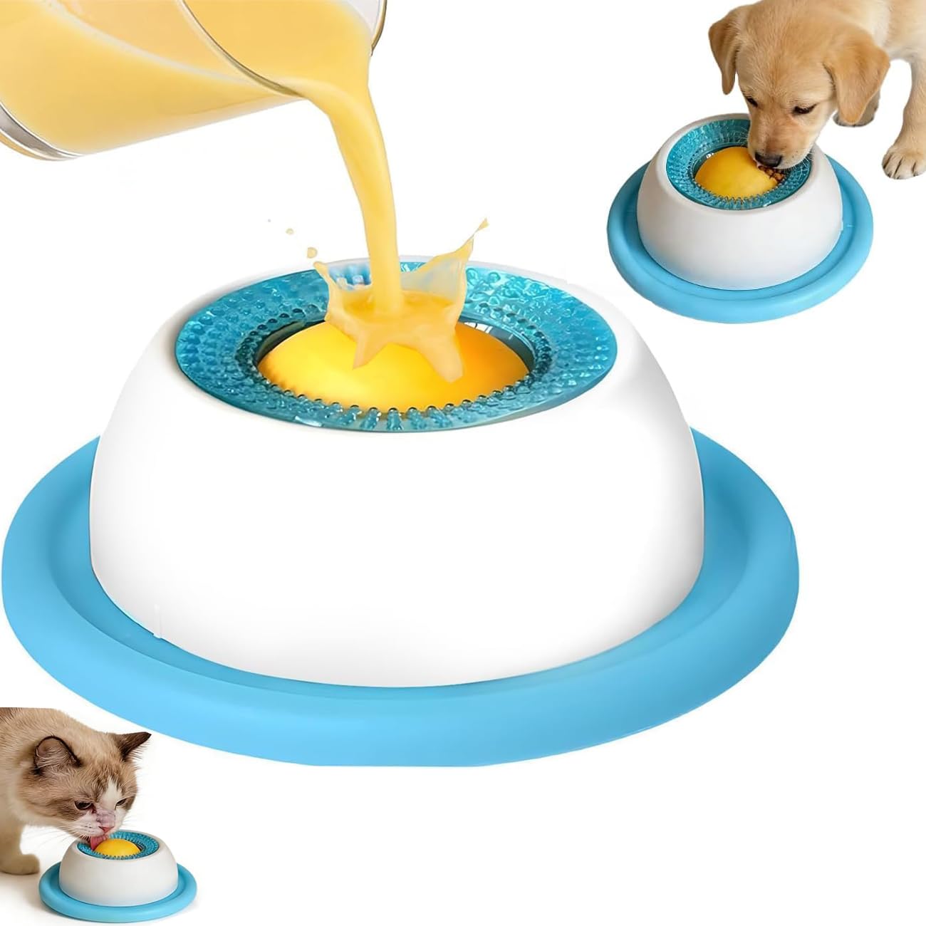 Lick Ball for Dogs,Dog Lick Bowl Roller Ball,Dog Licking Bowl,Anxieties Relief Slow Feeder,Keep Them in Good Condition(Blue)