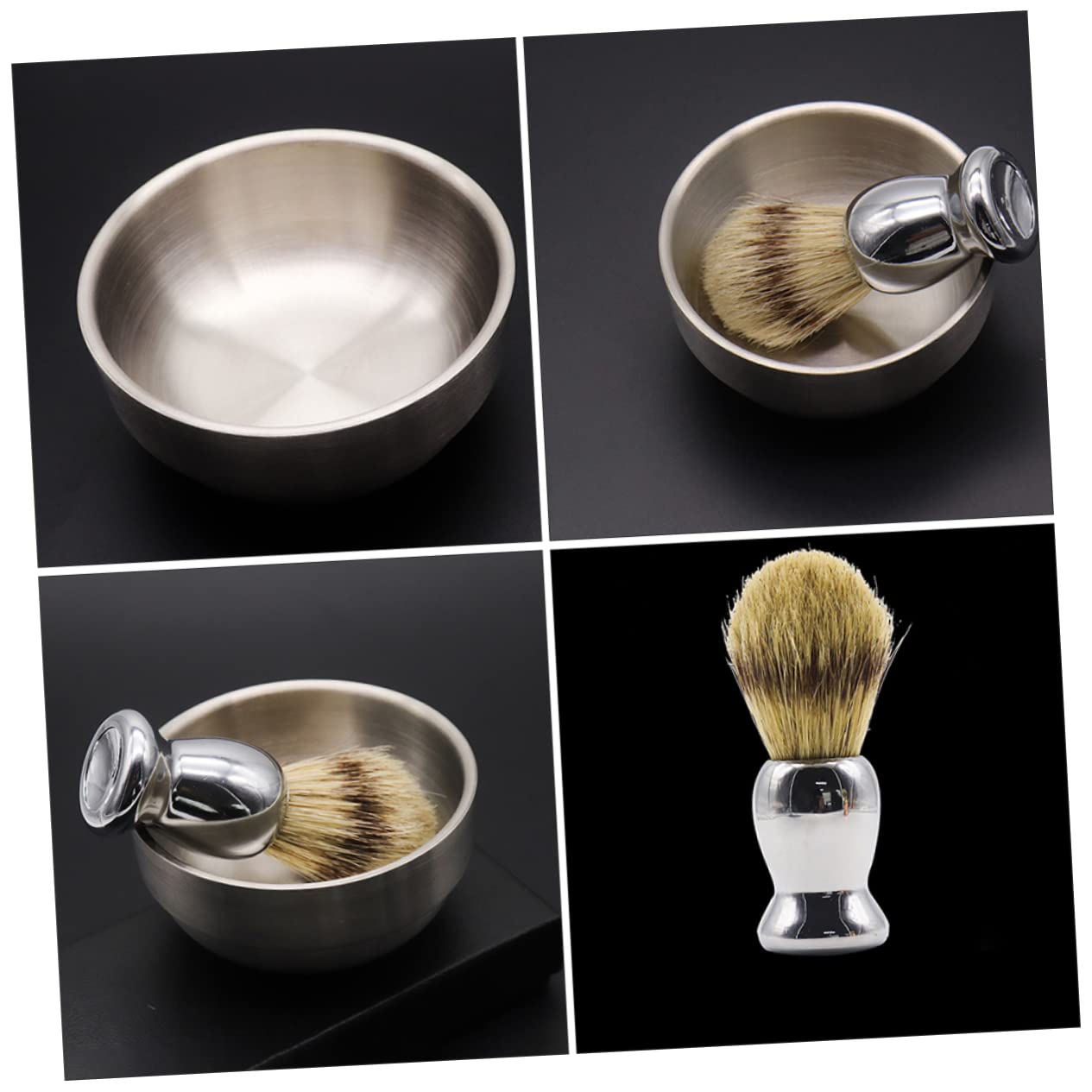2pezzi Barba Uomo Ciotola Per Sapone in Acciaio Inossidabile e Pennello Da Barba Professionale Strumenti Da Per Uso Domestico