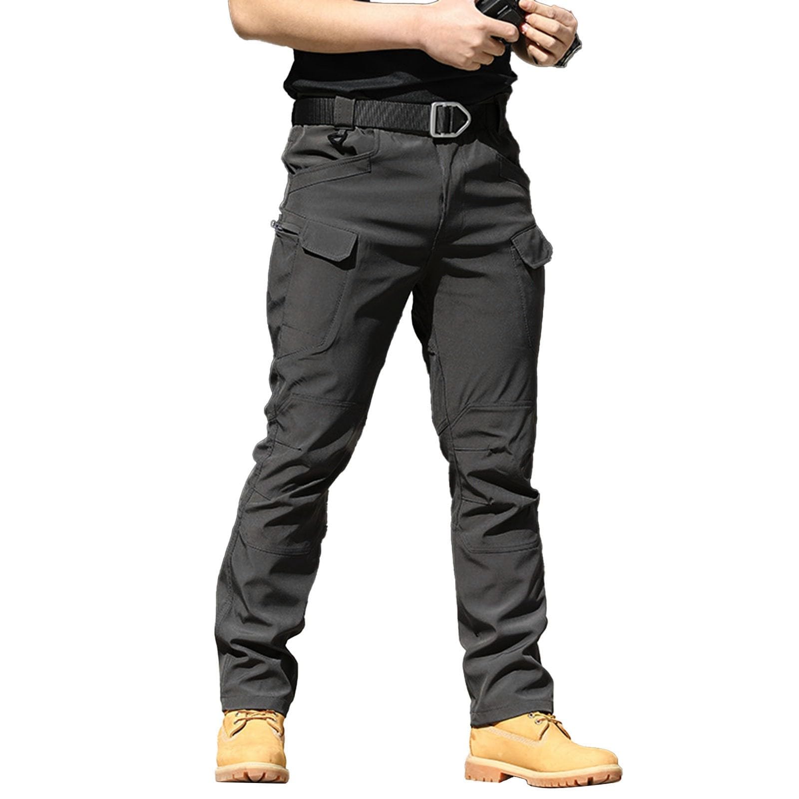 Pantalones de Trabajo Hombre Cargo Multibolsillos con Cremallera Pantalones de Trabajo Elásticos Ajustados Militares Tácticos Pantalón Hombre Ligeros Transpirables Impermeable Trekking Pantalon