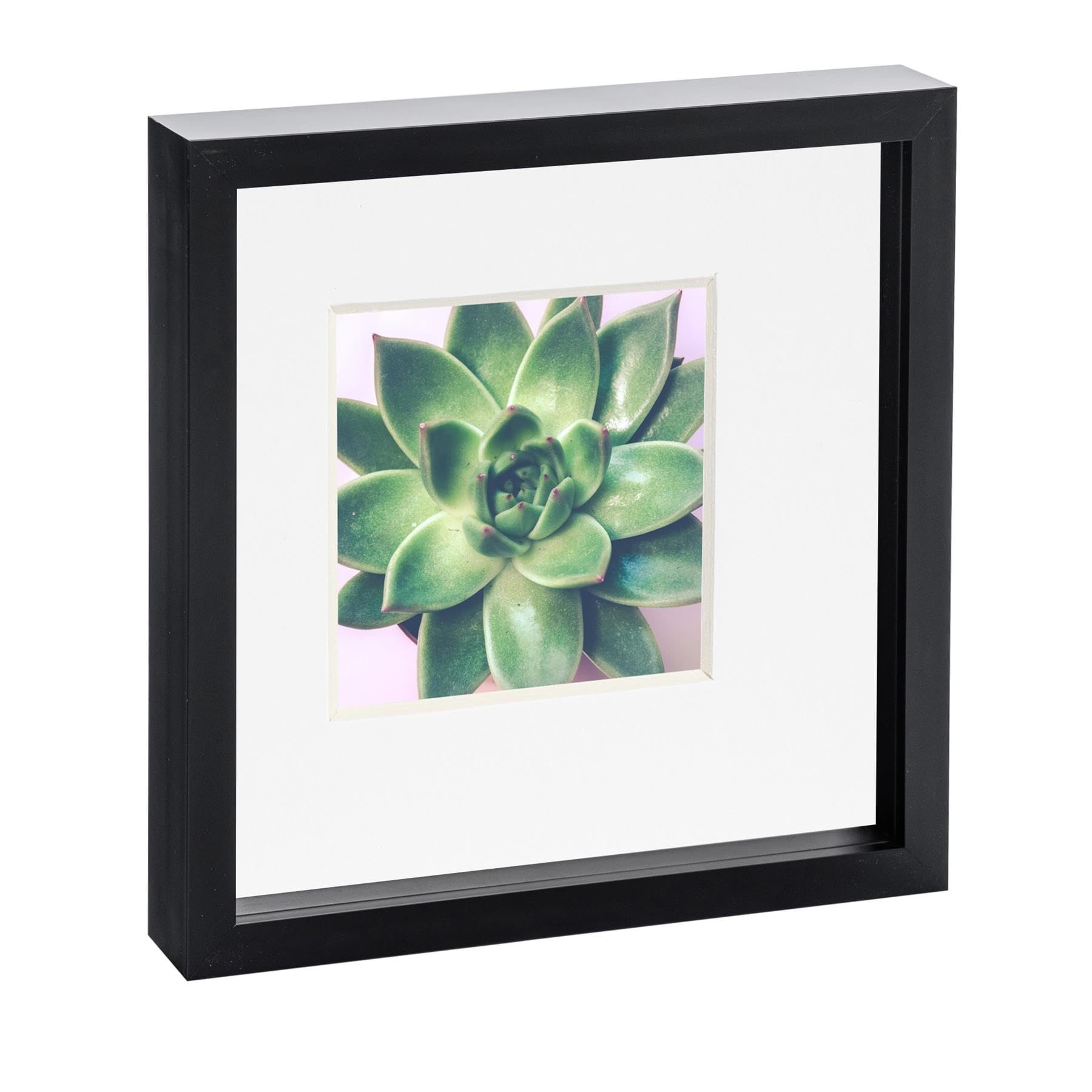 Nicola Spring Black/White 10" X 10" 3D Box Photo Frame - With 6" X 6" Mount - Mount