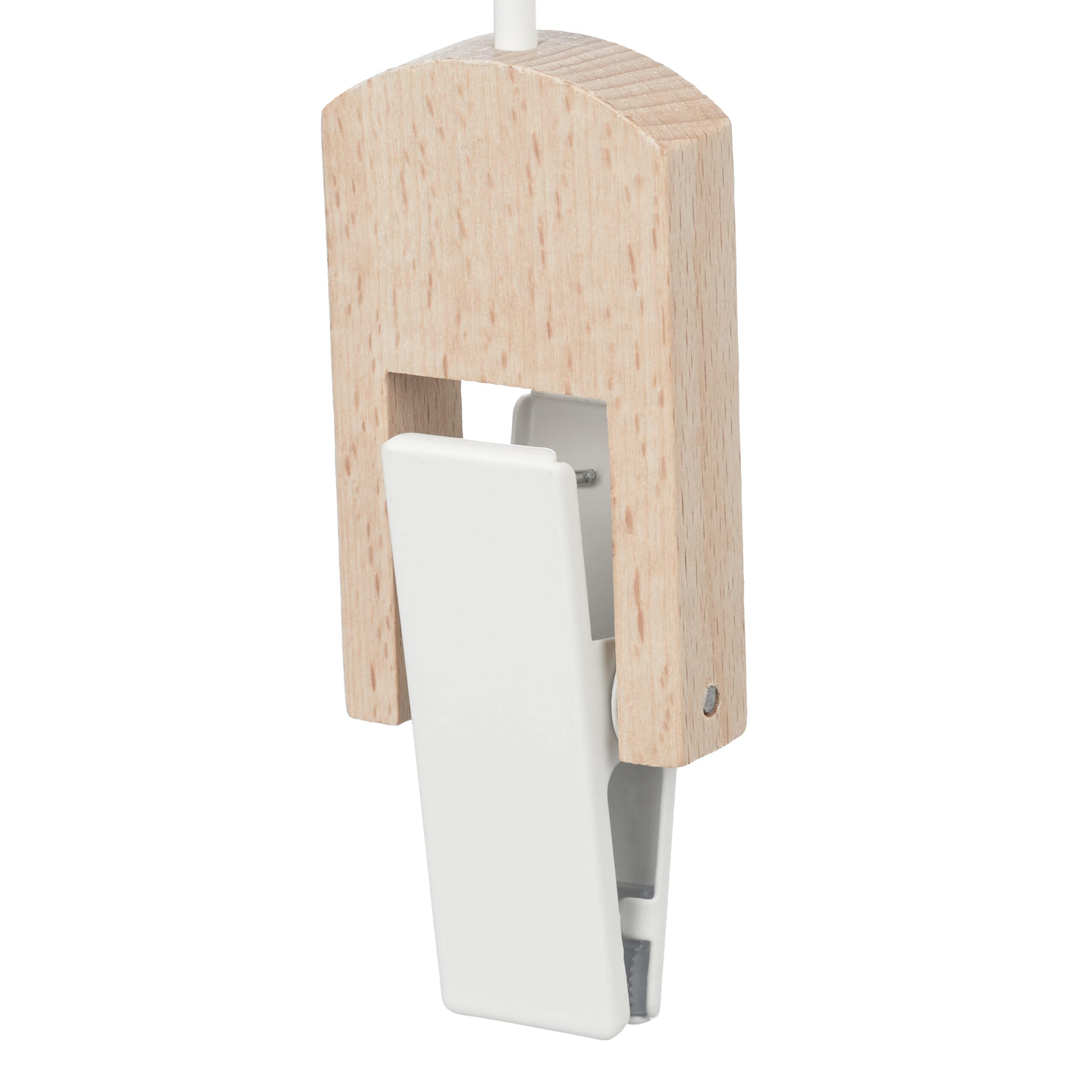 Set da 25 Appendi Stivali, Gruccia in Legno con Clip e Gancio in Ferro, Mollette Gommate, Bianco e Legno