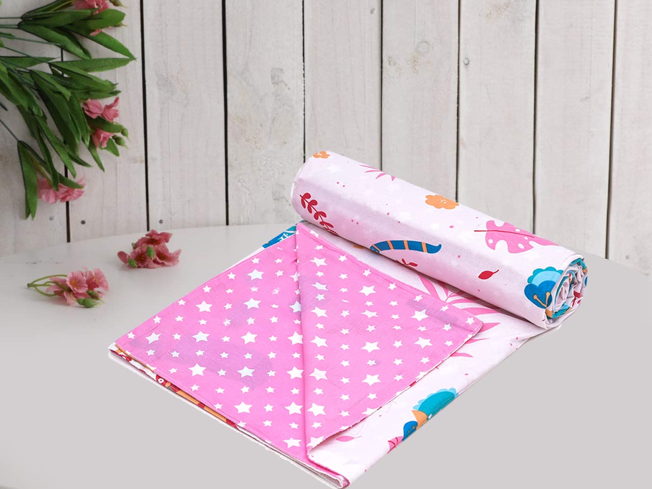 Amazon Brand – Umi Cotton Single Quilt Cover Blanket Cover Razai Duvet Cover Comforter Cover for with Zipper (57X87)(Inches) (Single, Green Floral) (Single, Pink)-image-46