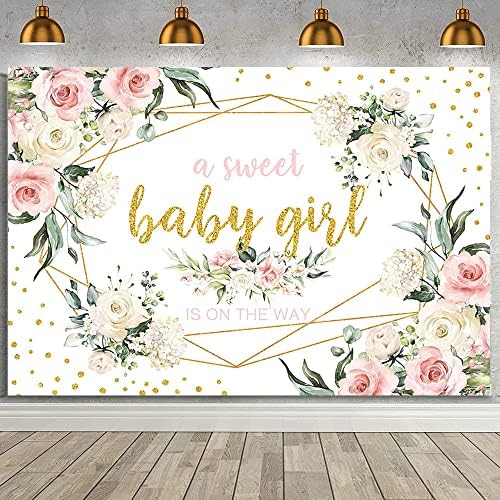 MEHOFOND 8x6ft Baby Shower Girl Floral Backdrop, It's A