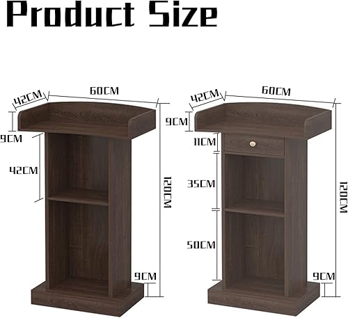 Miniatura 7 de Soporte para podio de madera, altura de 48.8 pulgadas, púlpitos para iglesias, recepción con cajón espacioso para hoteles, seminarios, bodas y aulas