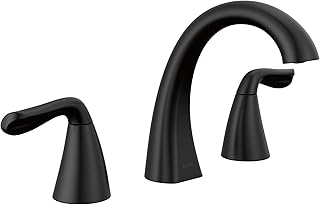 Delta Faucet Arvo Widespread Bathroom Faucet 3 Hole, Matte Black Bathroom Faucet, Bathroom Sink Faucet, Drain Assembly Included, Matte Black 35840LF-BL