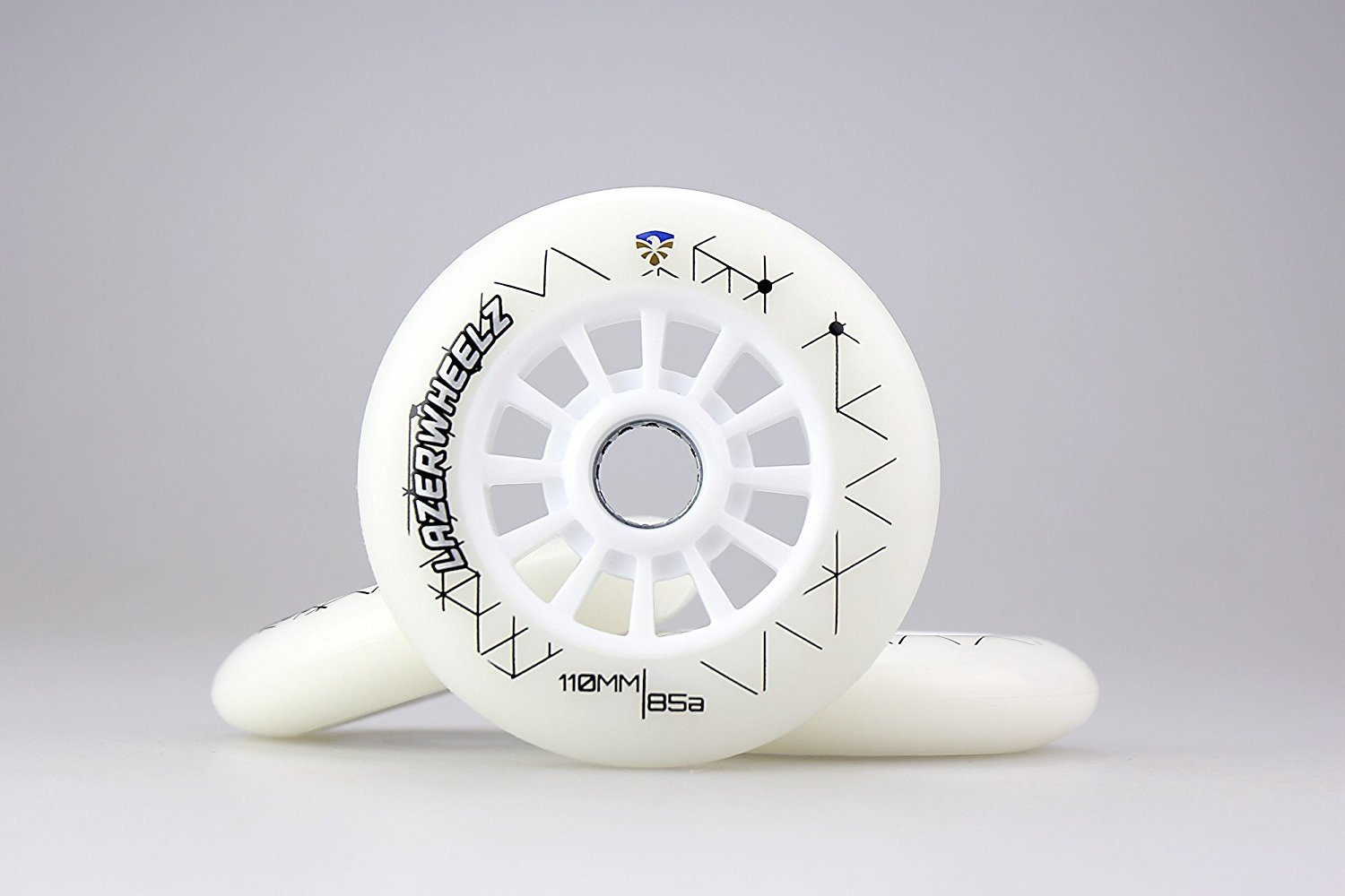 Flying Eagle LED Lazerwheelz - Inline Skate Wheel, Polyurethane Skate Wheels, Inline Skates Adult, Inline Wheels, Inline Skates, Outdoor Skate Wheels, Speed Skate Wheels, Pack of 6, 110mm, White