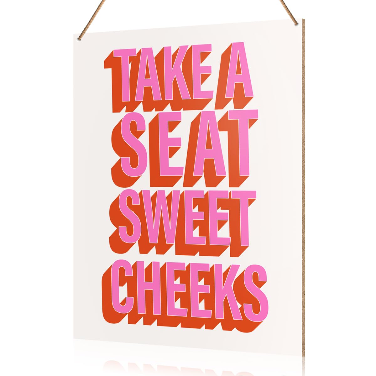 UDNADKEXFunny Girl Bathroom Wall Hanging Sign Decor, Take a Seat Sweet Cheeks, Toilet Powder Room Decor Pink Girl Bathroom Wooden Signs Funky Wall Decor