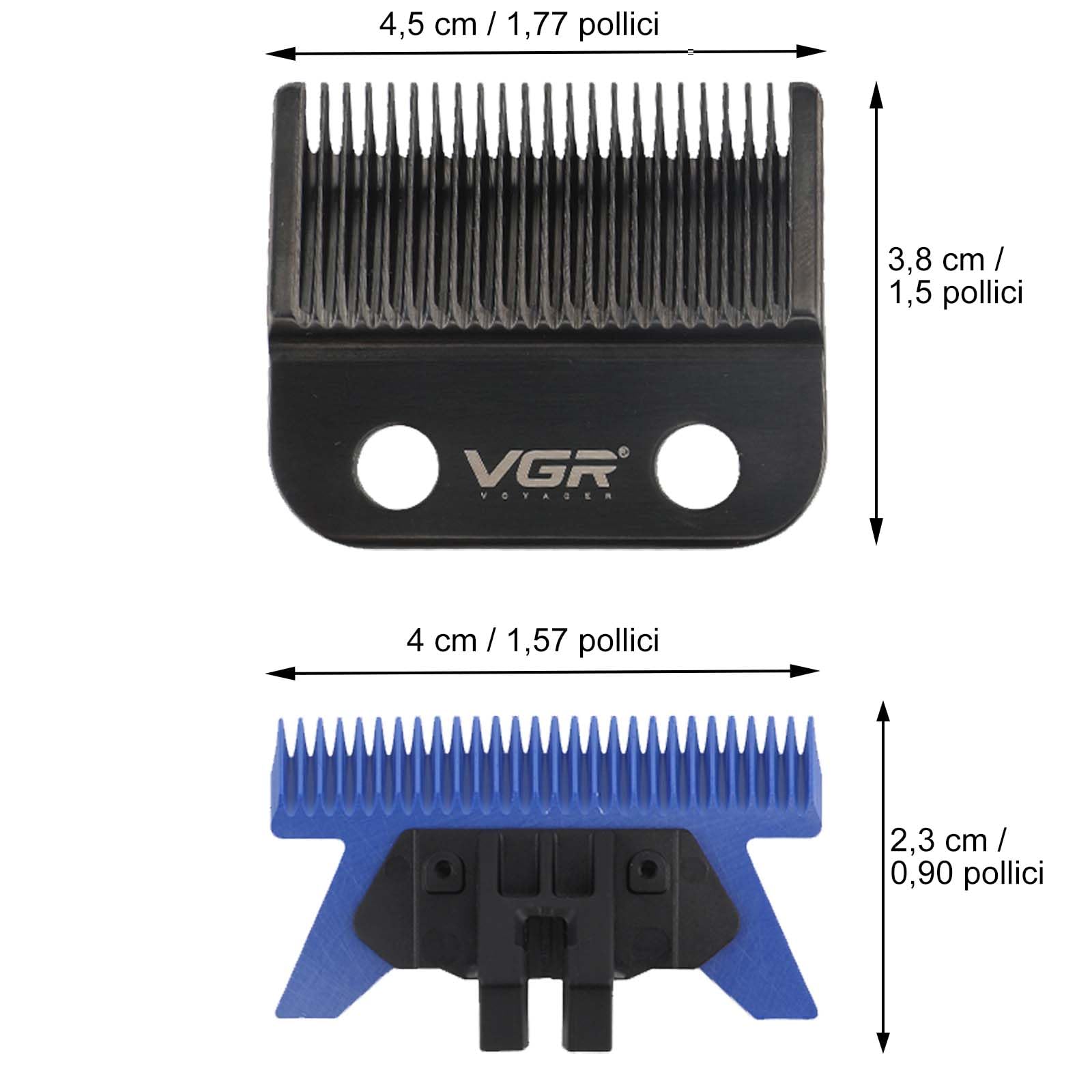VGR 001 Clipper Dlc In Acciaio Al Carbonio, Lama Di Movimento Professionale In Ceramica Con 2 Coppie Di Viti, Clip Modello Con Set Di Lame Fisse Rivestite, Blu