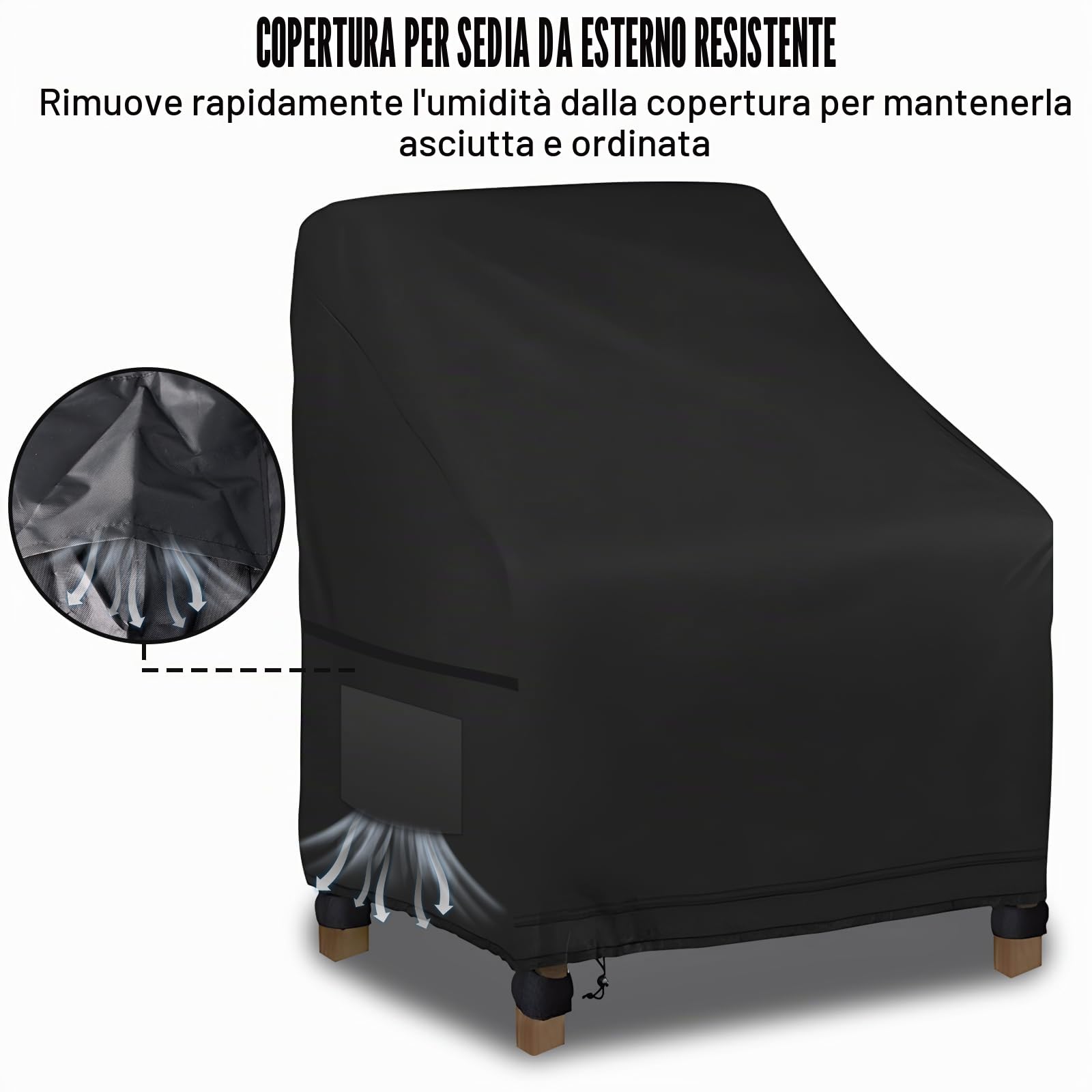 2 Pezzi Copertura Sedie Esterno, Fodera Sedies Giardino, Copri Sedie Esterno Impermeabile, Antipolvere, Resistente ai Raggi UV Copertura per Sedie da Giardino 600D Poliestere 35.04" x 38.19" x 29.13"