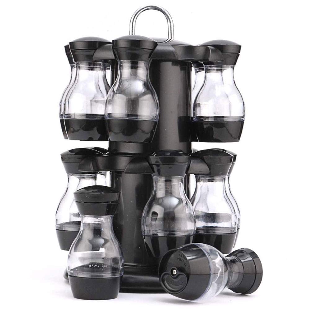 HRWLY Condiment Set Rotating Spice Jar Rack Kitchen Cruet Bottle Coffee Sugar Seal Container Castor(Argento)
