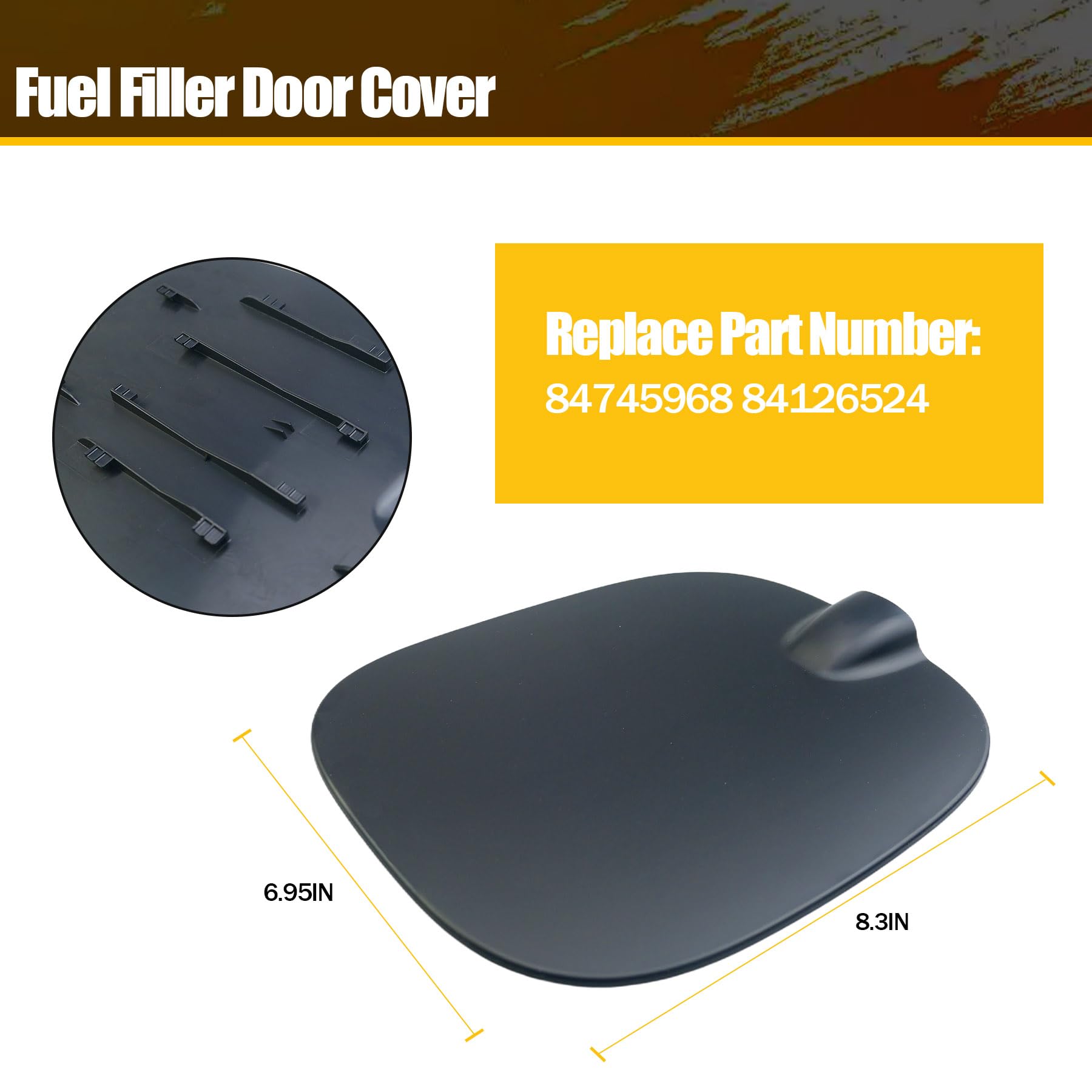 Fuel Filler Door Cover Fit for Chevy Silverado 1500 2019-2024 Pickup Gas Fuel Tank Cap Replaces 84745968 84126524