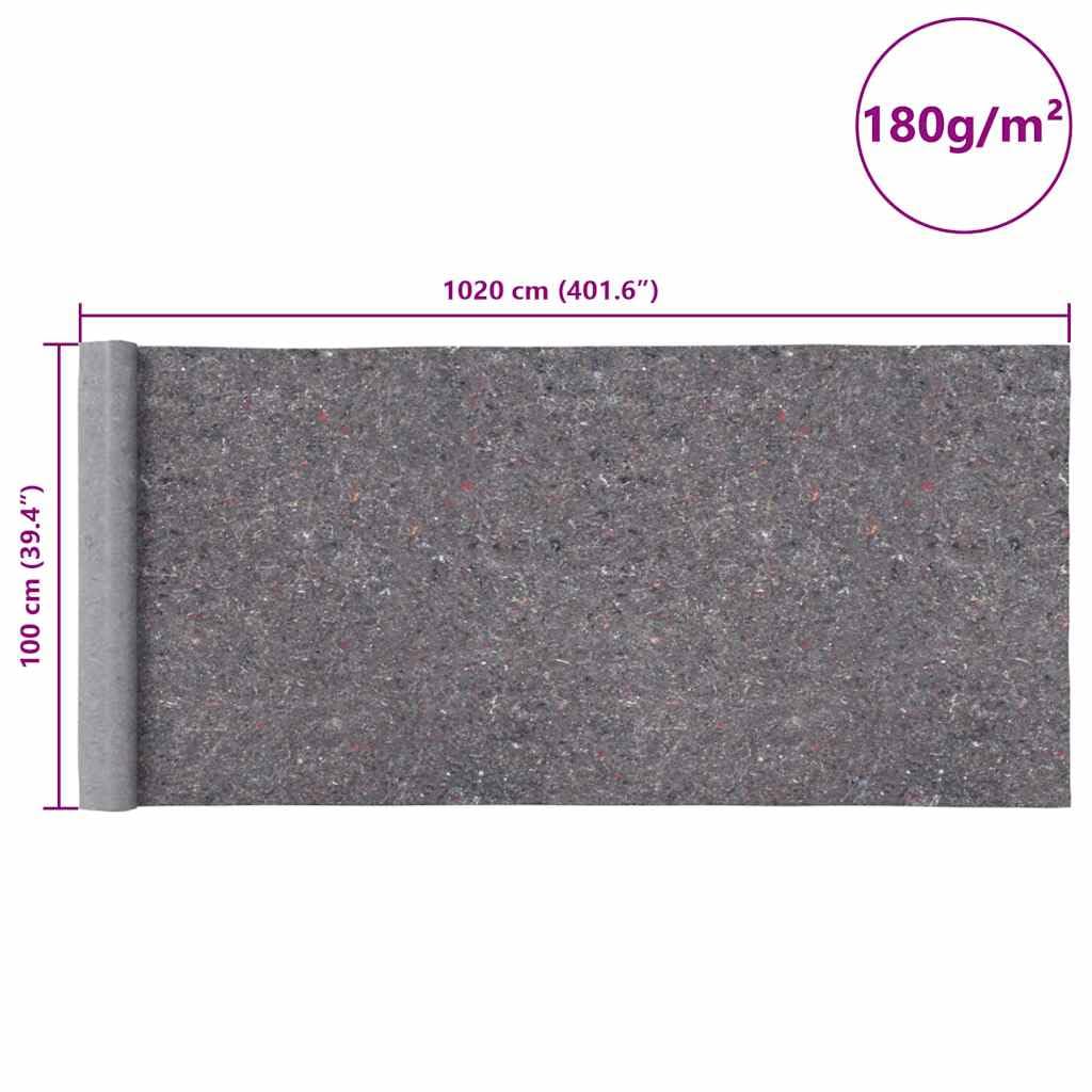 Antypoślizgowe włókniny malarskie, 2 sztuki, 10 m x 1 m, 180 g/m², szara, folia ochronna do podłogi, ochrona podłogi, ochrona parkietu, ochrona laminatu, wykładzina dywanowa, idealna do kuchni