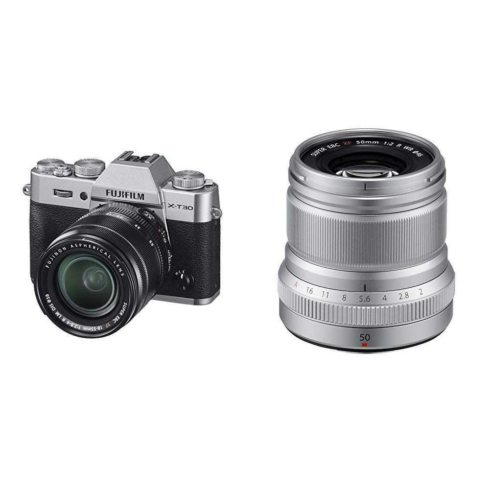 Fujifilm X T30 XF18 55mm Kit Silver Fujinon XF50mmF2 R WR Lens Silve | amzdealz