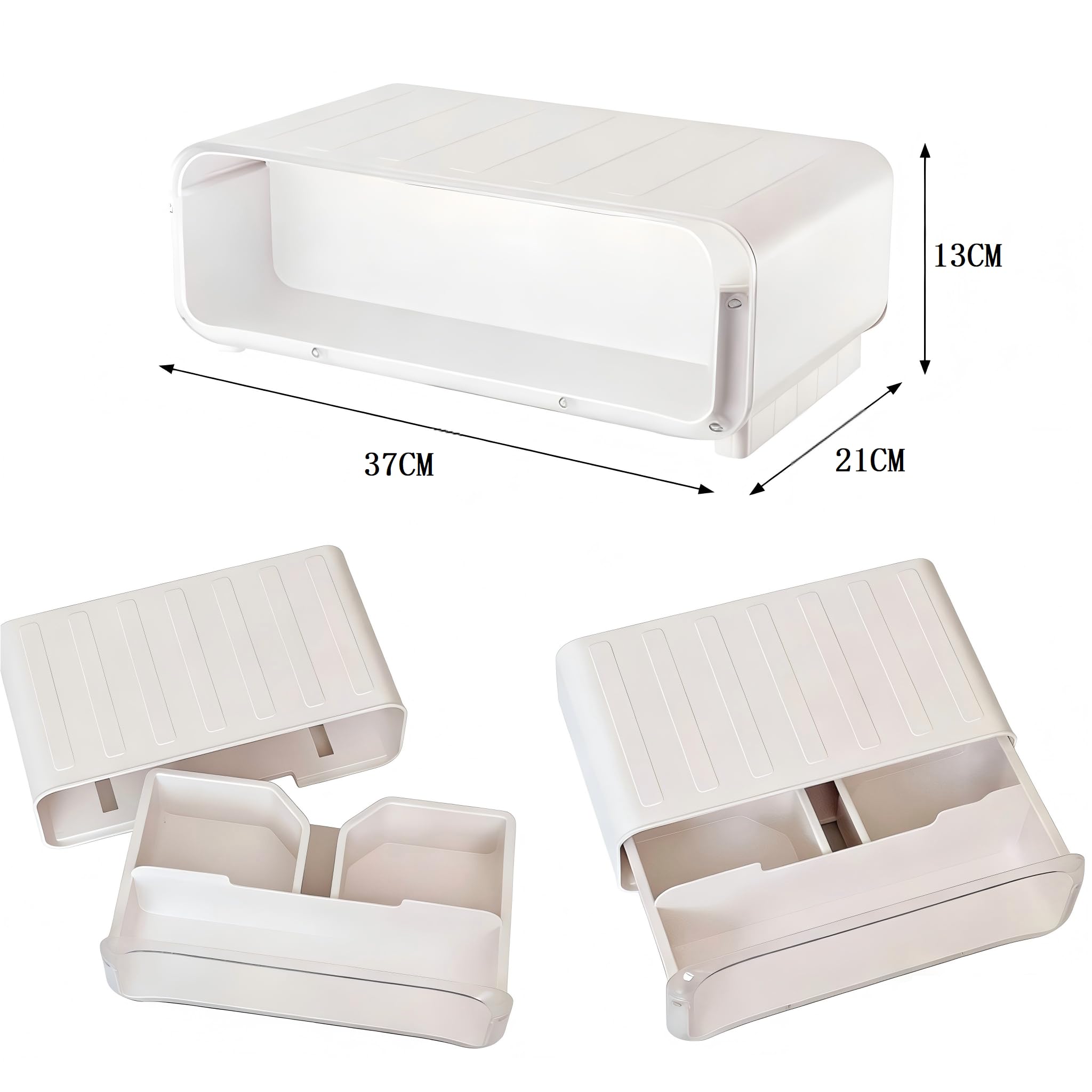 Supporto Monitor Scrivania, Supporto PC Portatile, Supporto Schermo PC da Tavolo Ergonomico, Laptop Computer Monitor Stand con Cassetto Portaoggetti, Accessori Scrivania, Bianco（37x21x13cm）
