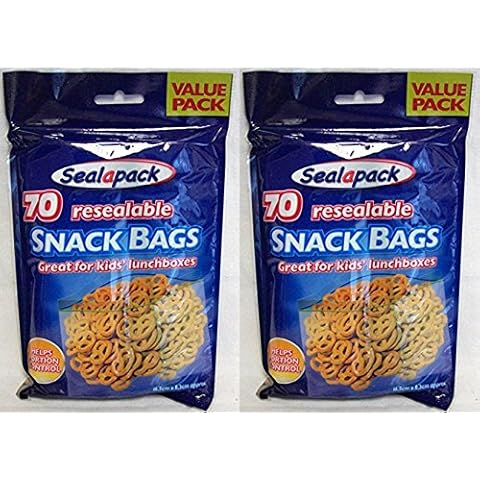 2 x 70 Sealapack Resealable Food Snack Bags - Lunchboxes Picnics School Cover