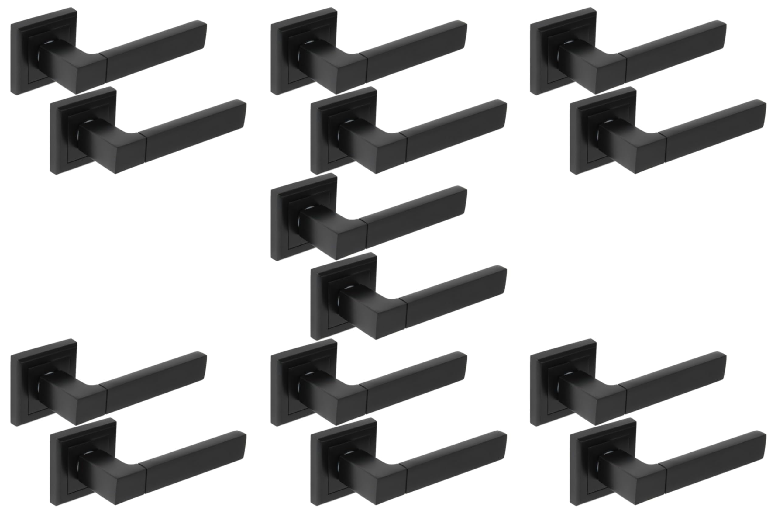 Hunta HANDLEZONE® 7 Sets Reno Lever On Square Rose Door Handles, Internal Passage Latch Handles - Black Matt