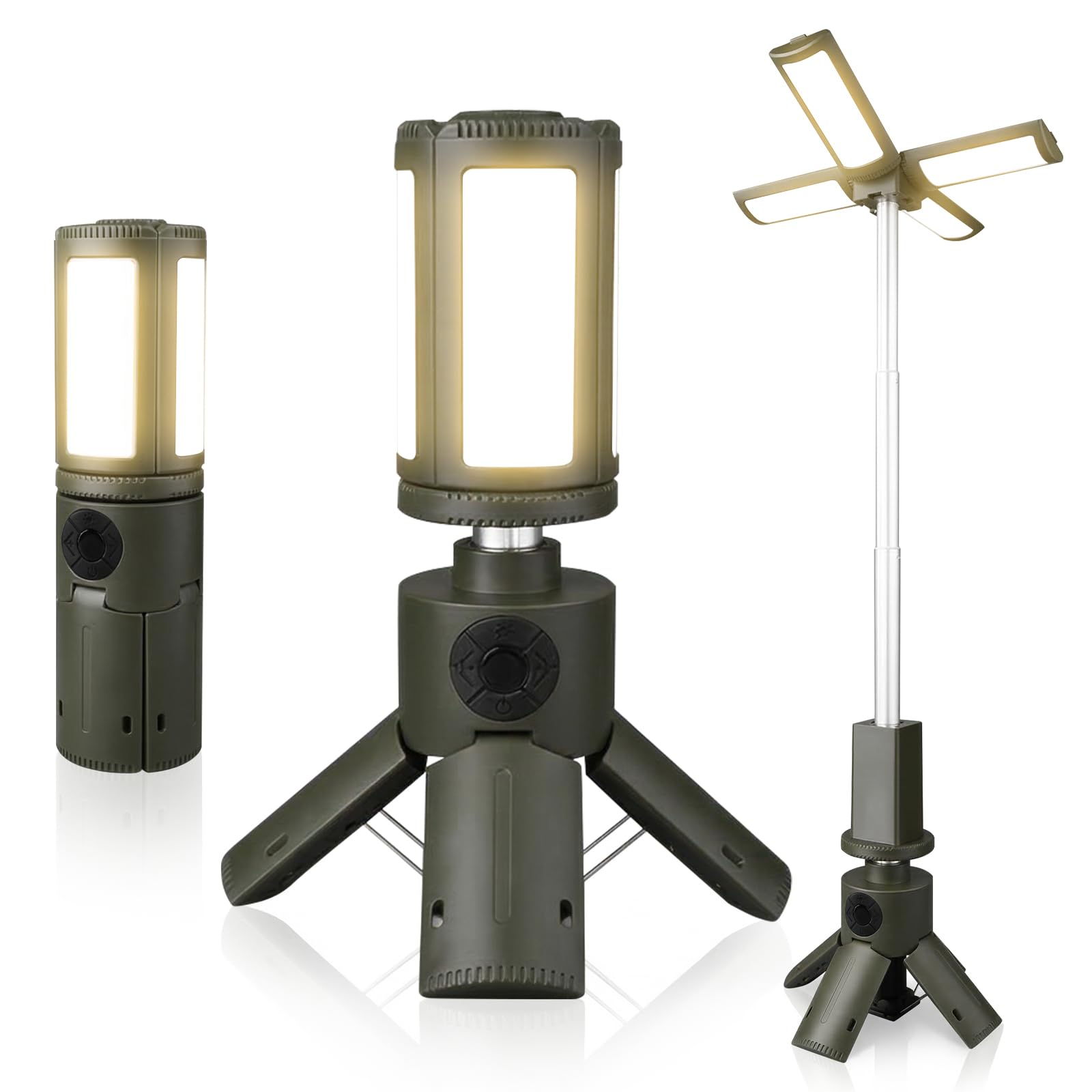 Telescopic Camping Lights Rechargeable LED 10000mAh Tent Lamp with Magnetic Base, Adjustable Height, IPX5 Waterproof Portable Power Bank for Outdoor Camping, Emergency, Job Site Lighting