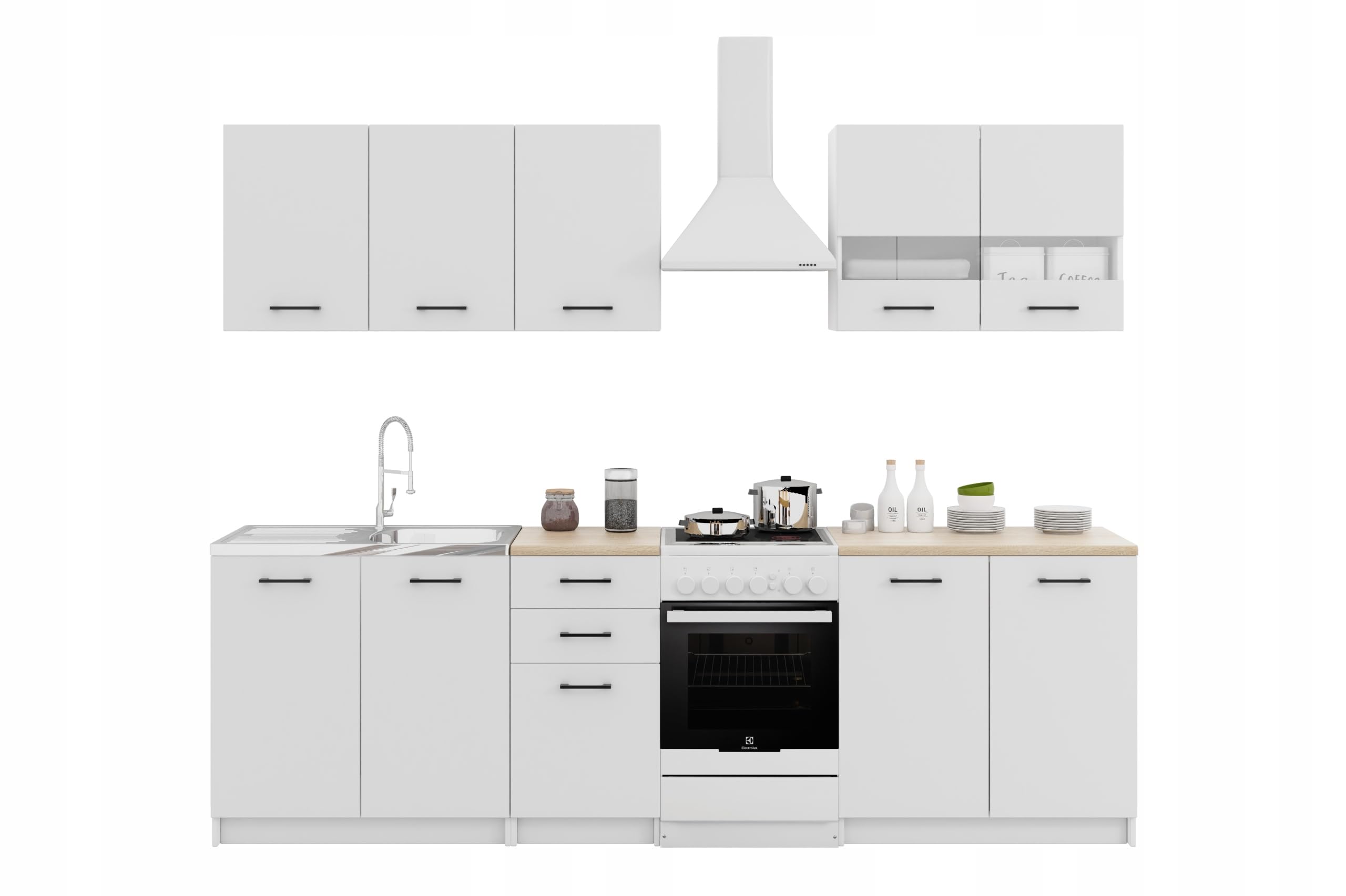 Spülenschrank für die Küche unter der Spüle mit Arbeitsplatte - 60 cm Breite - einfach zu montieren - mit Platz für Griffe - hohe Qualität -ideal für kleine Küchen (Weiß Matt)