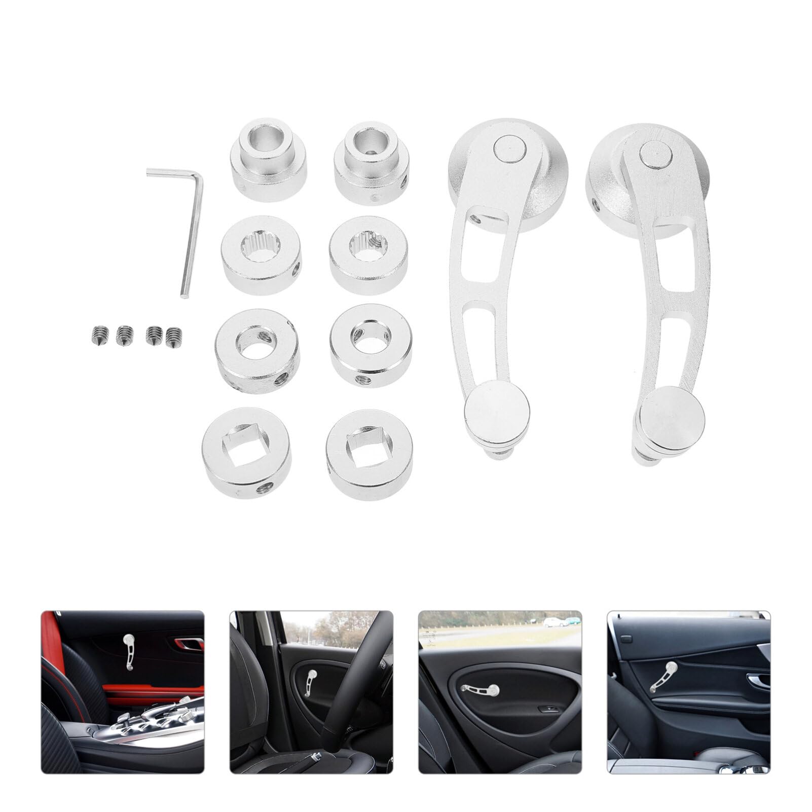SOLUSTRE Manivelle De Lève-vitre De Voiture Poignée Manuelle Alliage Aluminium Remplacement Pour Vitres Automatiques Accessoires Intérieurs Auto