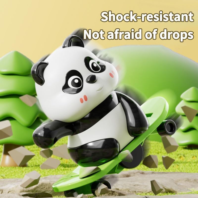 Image of Cute Panda Action Toy Set for Kids, 3 PCS Moving Play Figures with Skateboard, Hula Hoop and Jump Rope, Interactive Indoor Activity Gift for Boys and Girls Age 3+