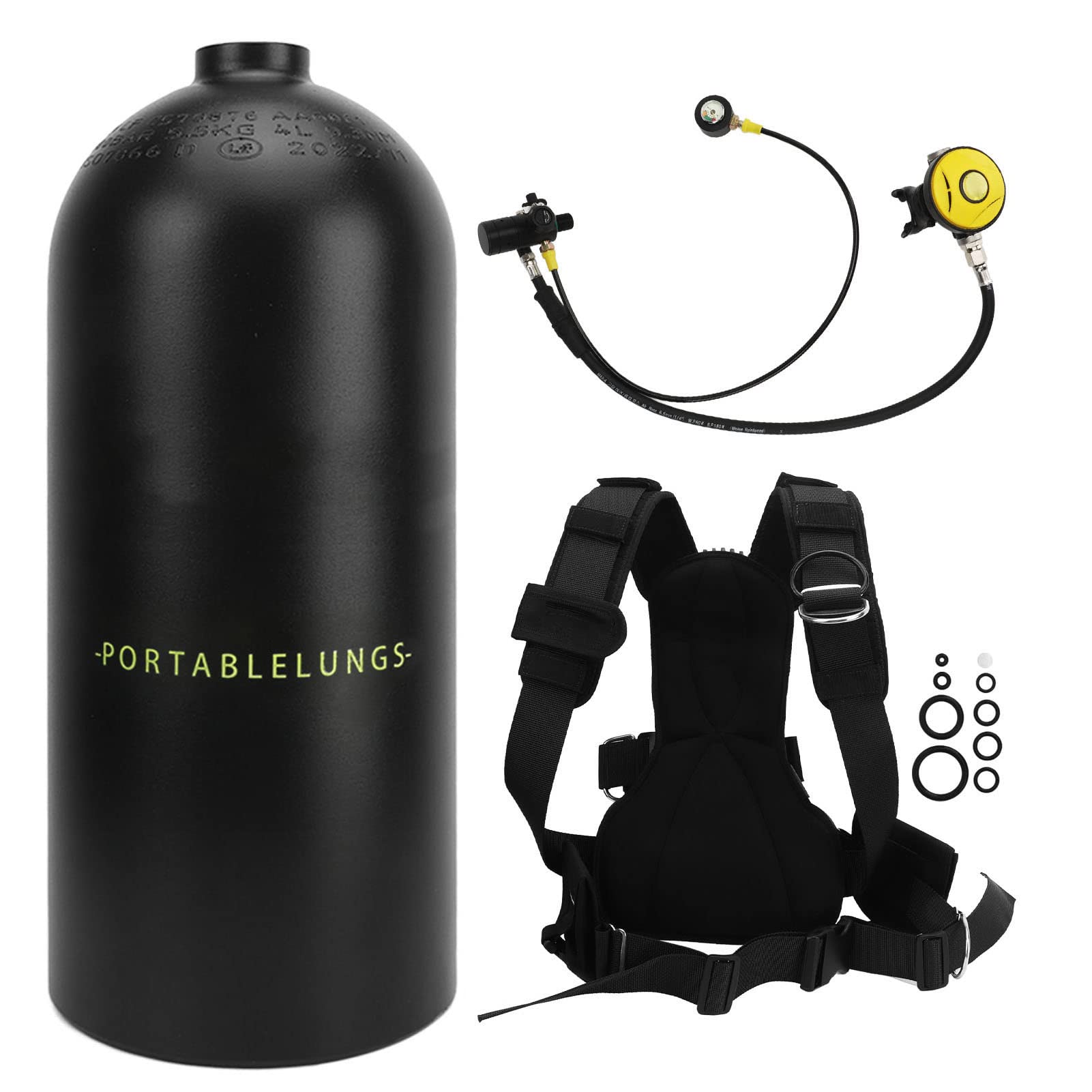 SPYMINNPOO Diving Gear, 3L 30?50 Minutes Aviation Aluminum Oxygen Cylinder for Diver (Black)