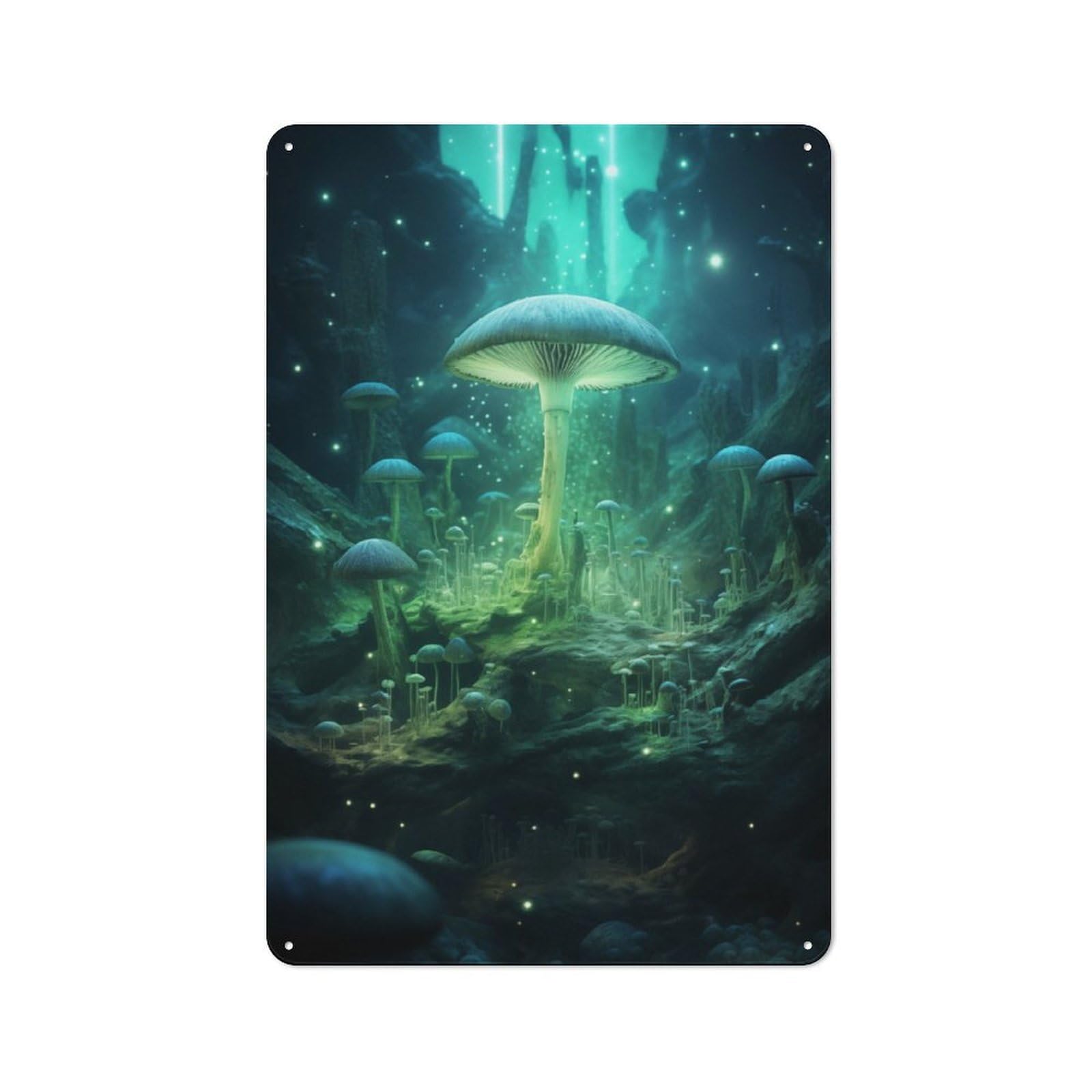 Vintage Metal Sign 30x20cm Featuring Mystic Cavern Mushrooms, Home Bar Decor for Cafe, Pub, Workshop Or Home Bar