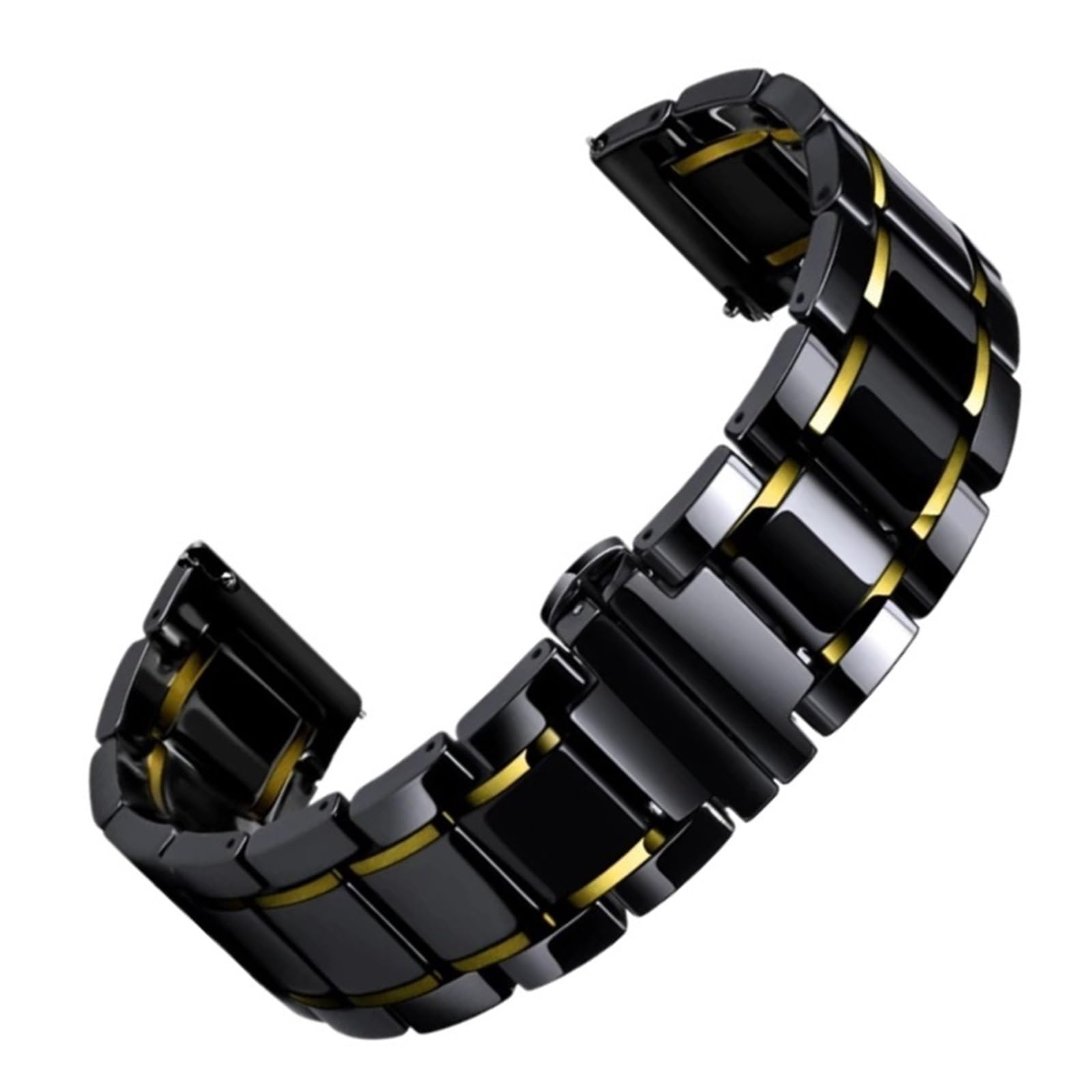 Cinturino for orologio in ceramica nero a sgancio rapido con fibbia pieghevole in acciaio inossidabile 14mm 16mm 18mm 20mm Accessori di ricambio moda