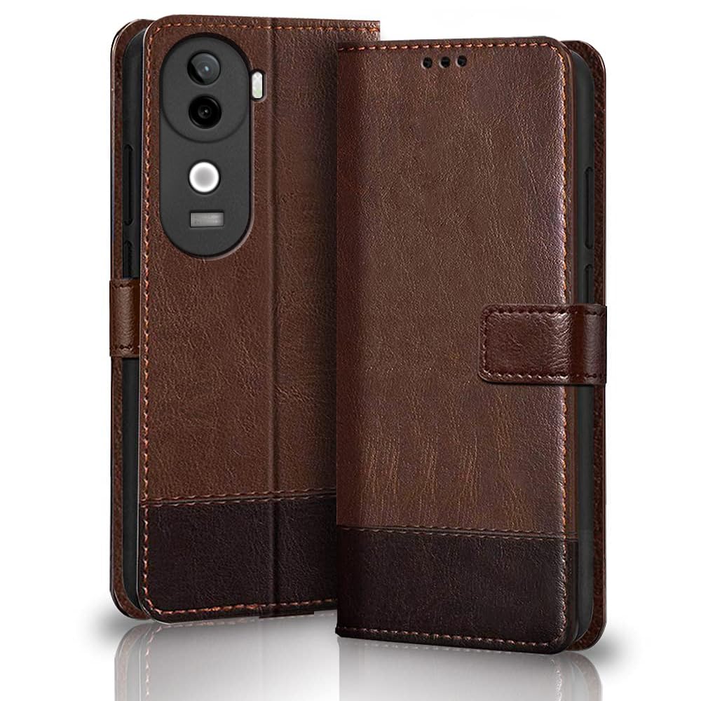 TheGiftKart Flip Back Cover Case for Vivo V40e / iQOO Z9s 5G | Dual-Color Leather Finish | | Inbuilt Stand & Pockets | Wallet Style Flip Cover for Vivo V40e / iQOO Z9s (Faux Leather, Brown & Coffee) (B0DF2YTV5C) Amazon Price History, Amazon Price Tracker