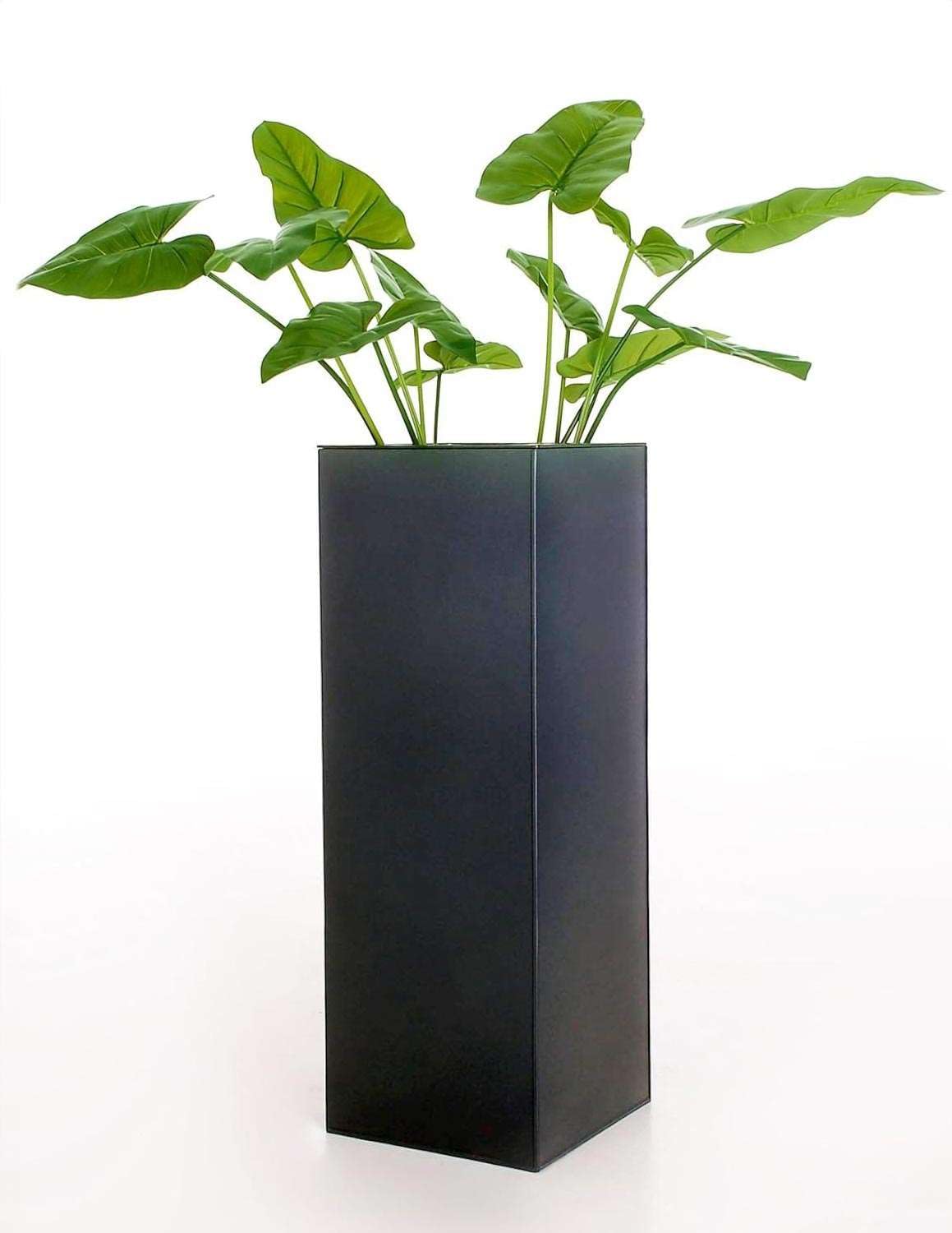 VIVANNO Pflanzkübel Zink Metall Anthrazit Block 100 Blumenkübel Eckig | Frostsicherer Übertopf für Außen und Innen, inklusive Bewässerungssystem, 100x40x40 cm Säule aus Stahlblech