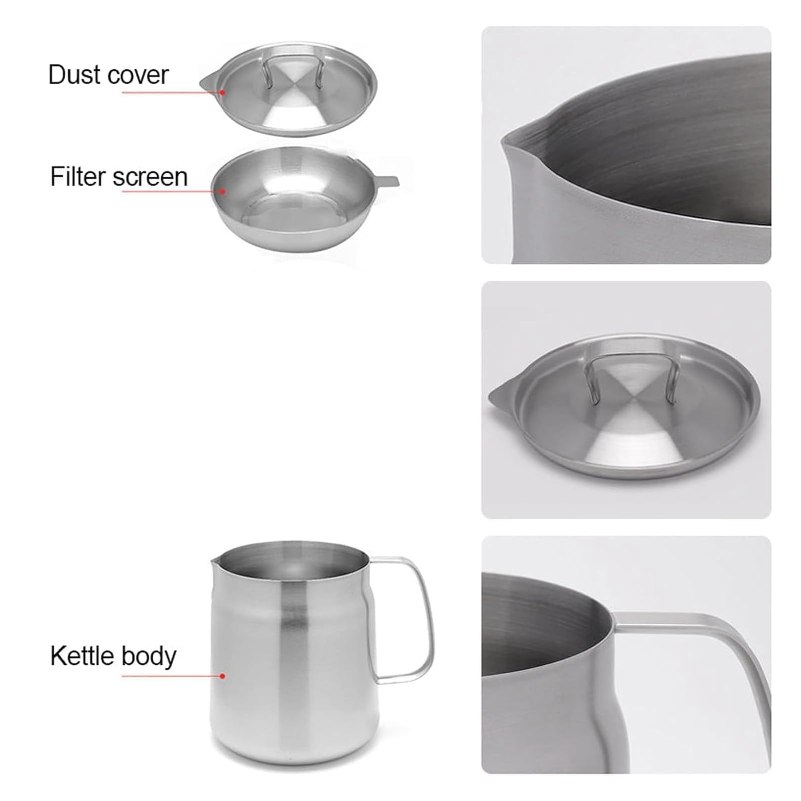 Yunir Olla de Filtro de Aceite de Acero Inoxidable, Recipiente de Aceite de Cocina de Gran Capacidad con Colador, Mango, Boquilla Infusora, Multifuncional, Resistente para Cocina (2L)