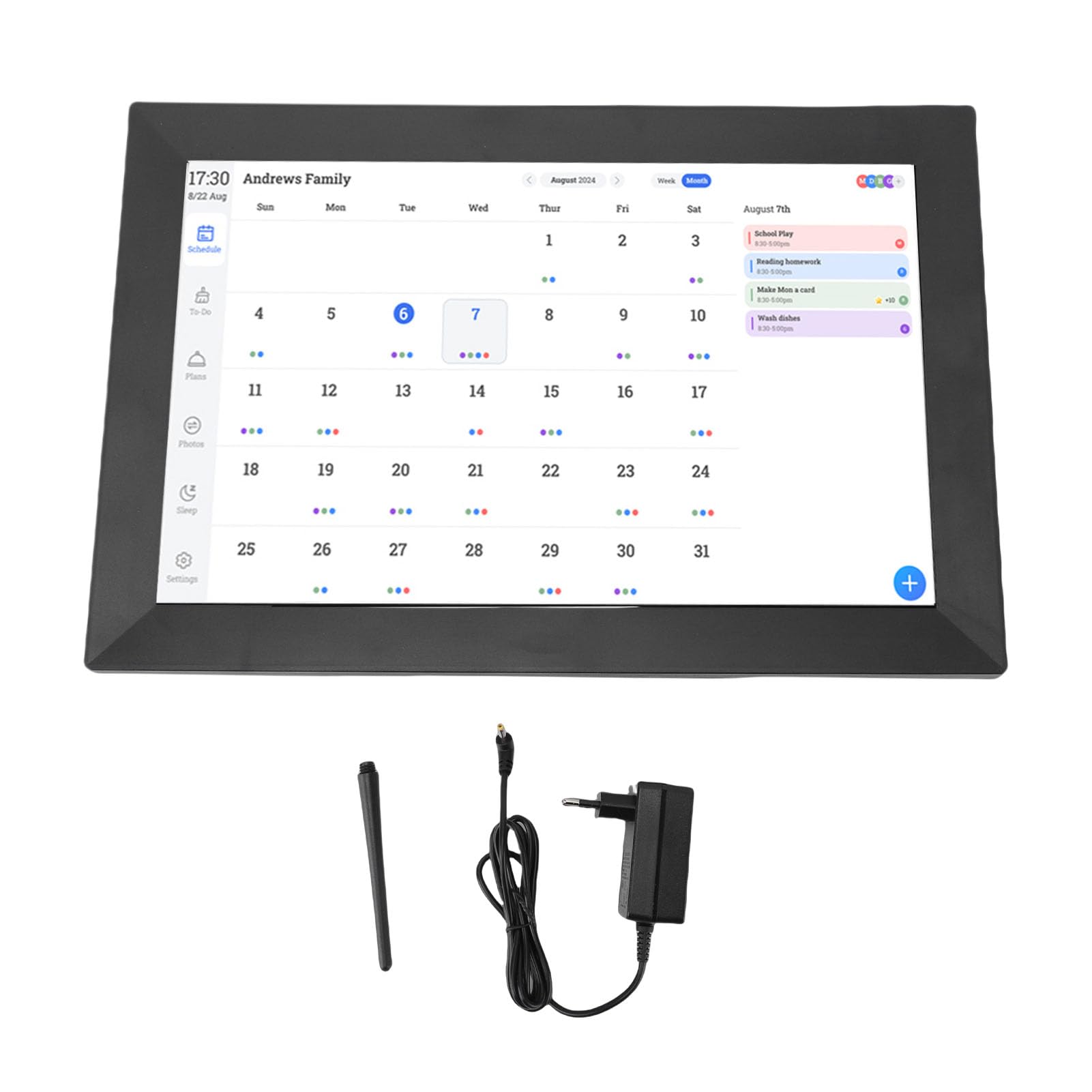 Intelligenter Digitaler Kalender, 13,3-Zoll-HD-Touchscreen-Familienplaner mit WLAN-Synchronisierung, Bildschirmfreigabe für Mehrere Benutzer, für die Organisation zu Hause und die