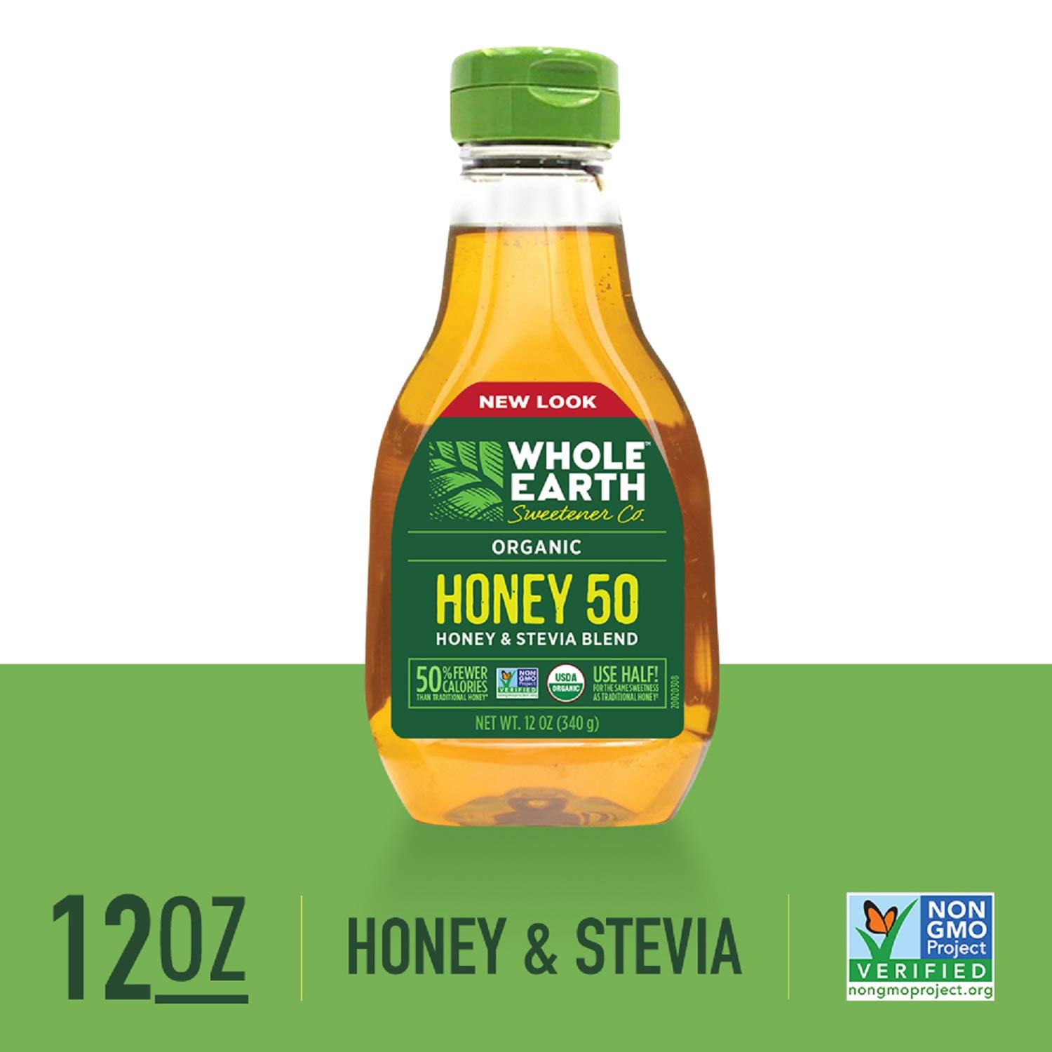 WHOLE EARTH SWEETENER CO. Honey 50, Organic Stevia & Organic Honey